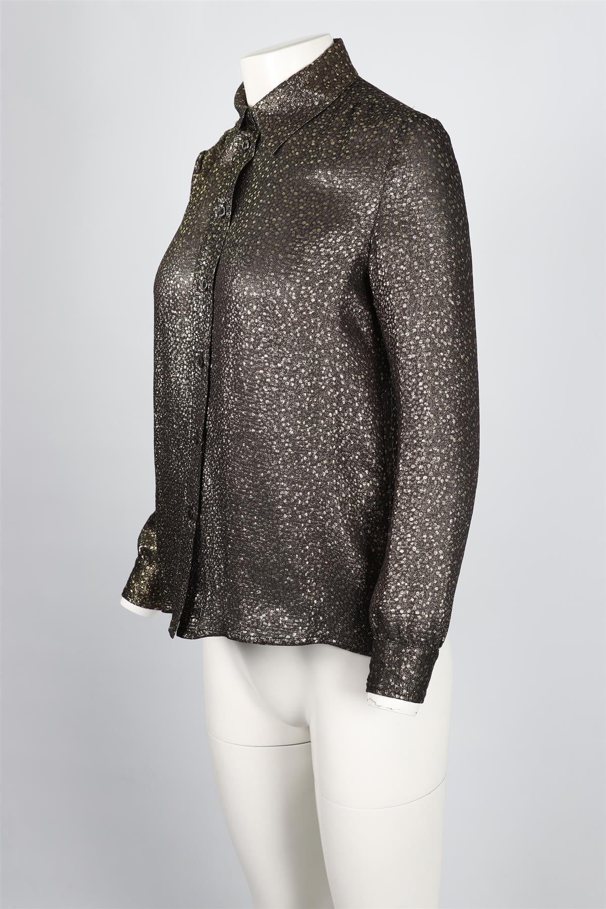 VANESSA SEWARD GOLD SILK BLEND SHIRT FR 36 UK 8 - Image 3