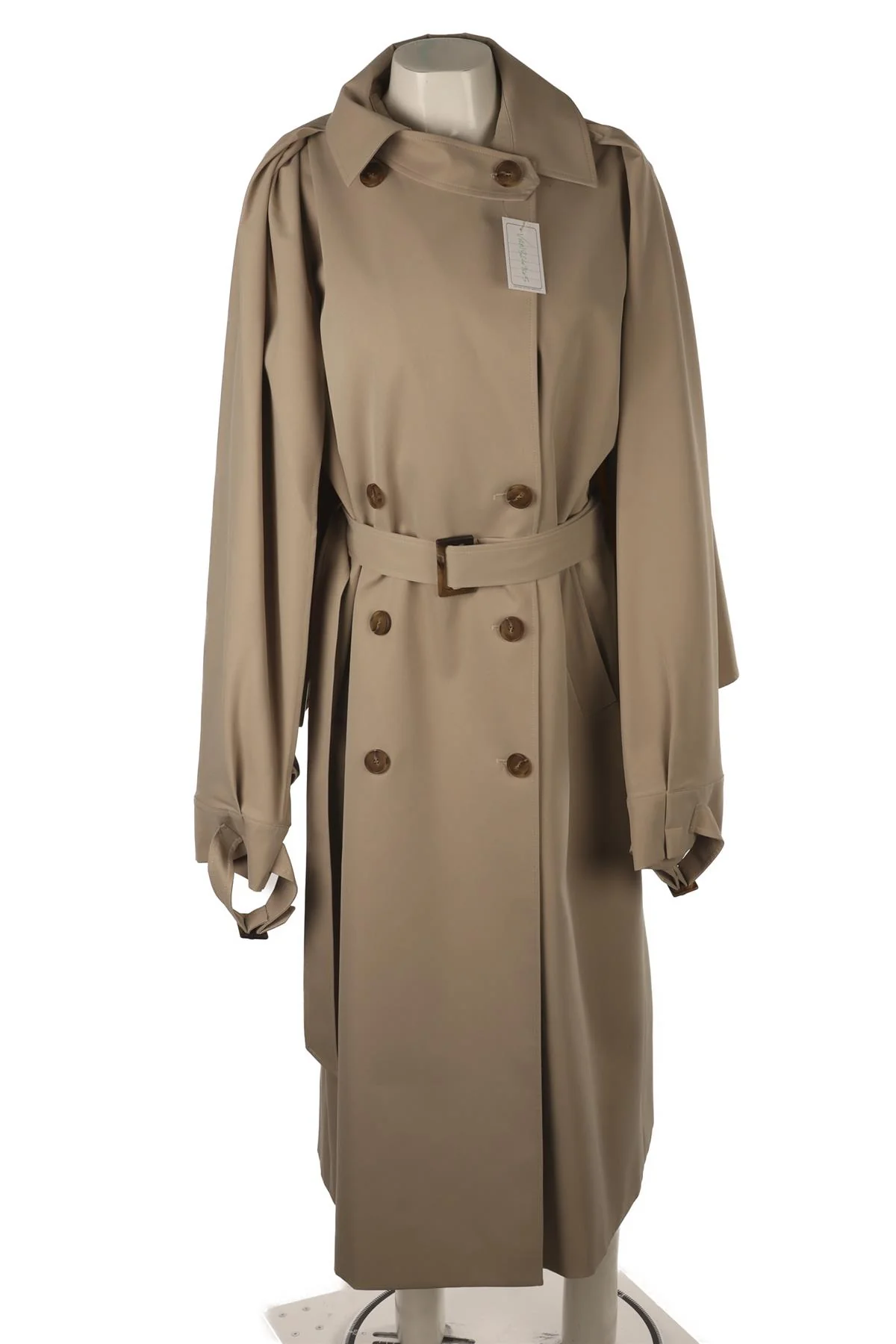 VANNZILL TAUPE TWILL TRENCH COAT ONE SIZE - Image 2
