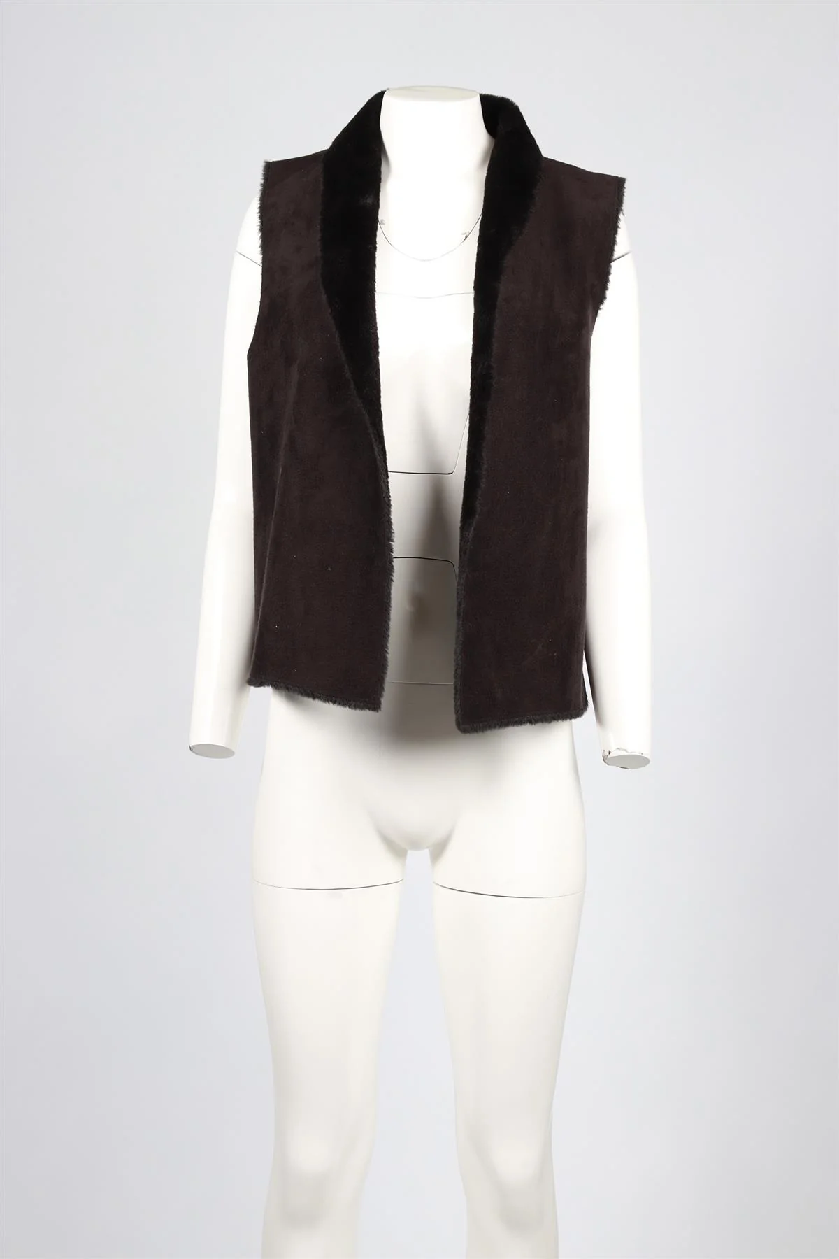 VELVET BY GRAHAM AND SPENCER BLACK FAUX FUR GILET SMALL - Image 2