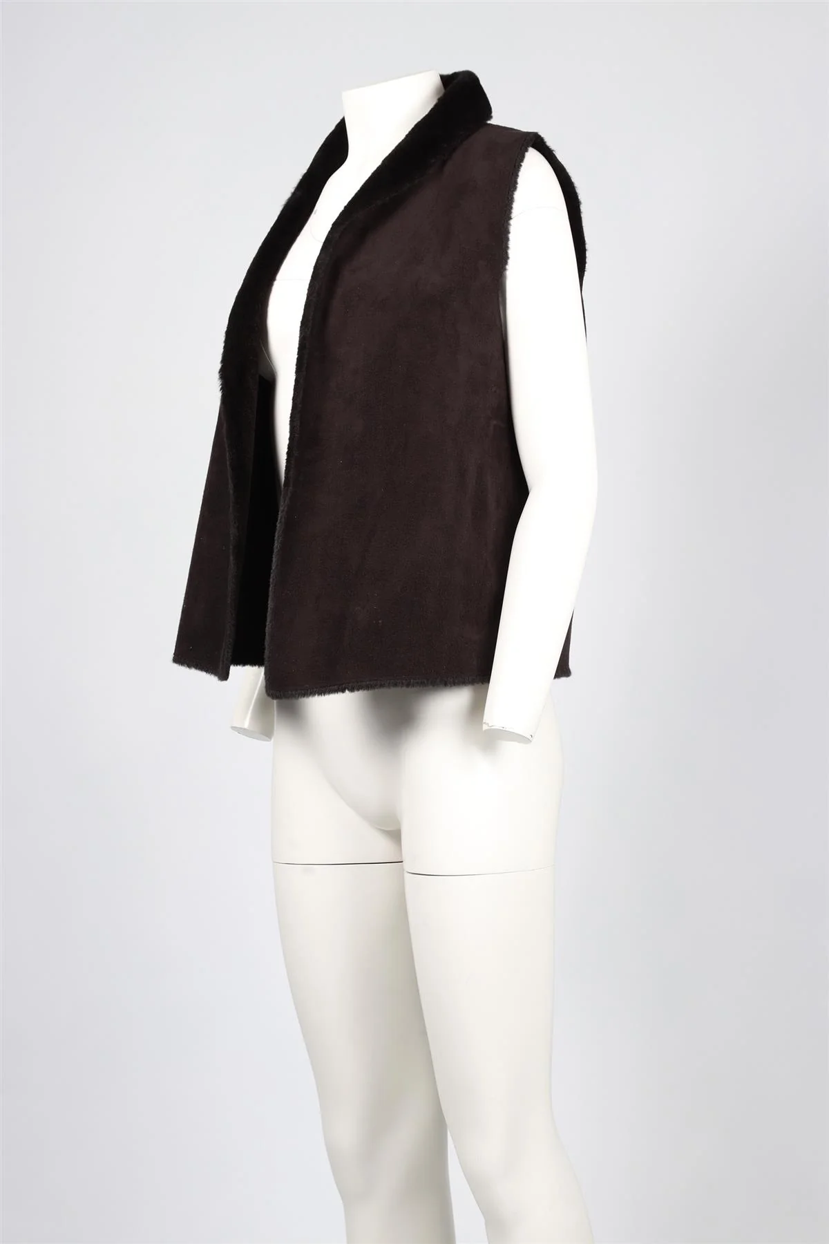 VELVET BY GRAHAM AND SPENCER BLACK FAUX FUR GILET SMALL - Image 3