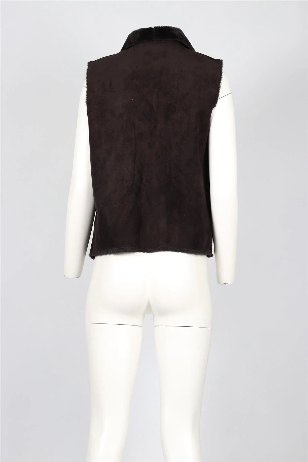 VELVET BY GRAHAM AND SPENCER BLACK FAUX FUR GILET SMALL - Image 4