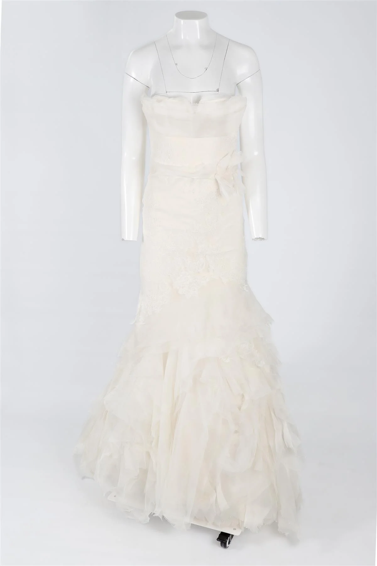 VERA WANG IVORY LACE WEDDING DRESS AND VEIL US 2 UK 6 - Image 2