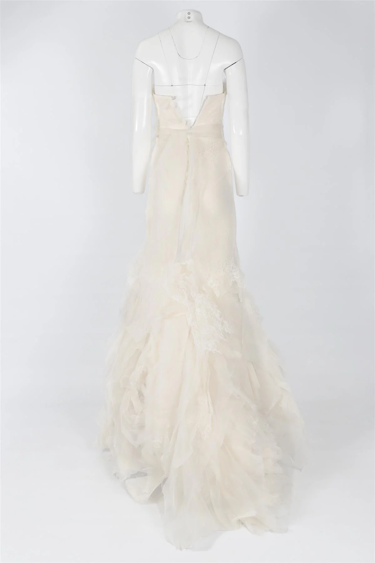 VERA WANG IVORY LACE WEDDING DRESS AND VEIL US 2 UK 6 - Image 4