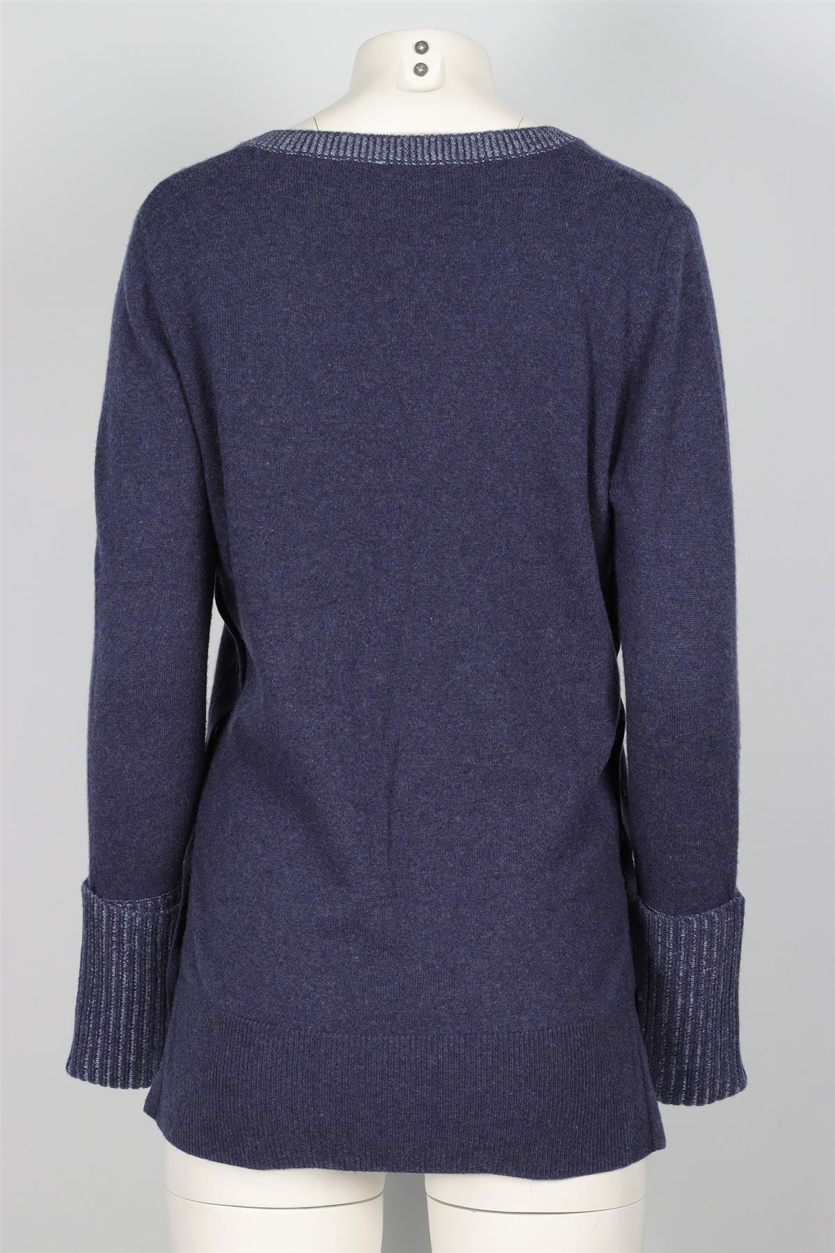 VERONICA BEARD NAVY CASHMERE SWEATER MEDIUM - Image 4