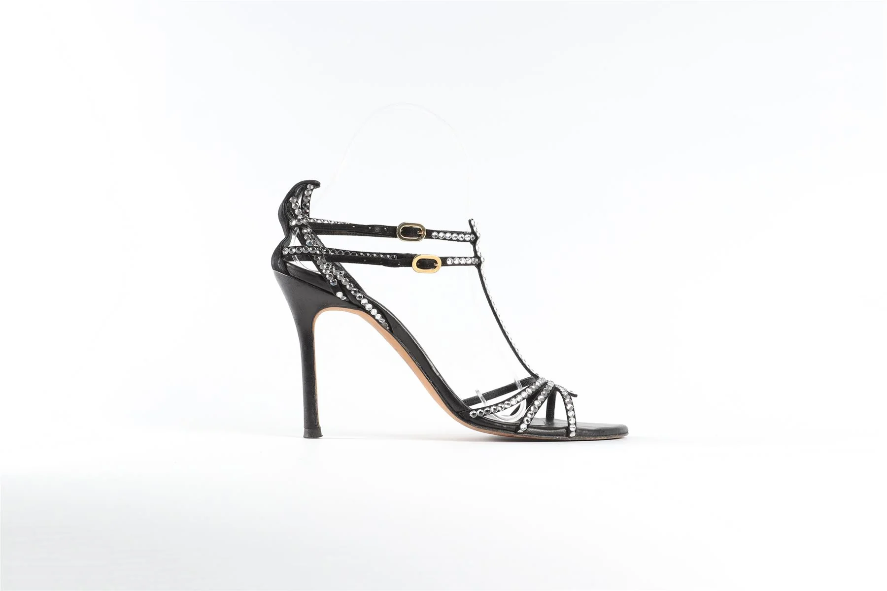 VERSACE BLACK CRYSTAL AND SUEDE SANDALS EU 38 UK 5 US 8 - Image 2