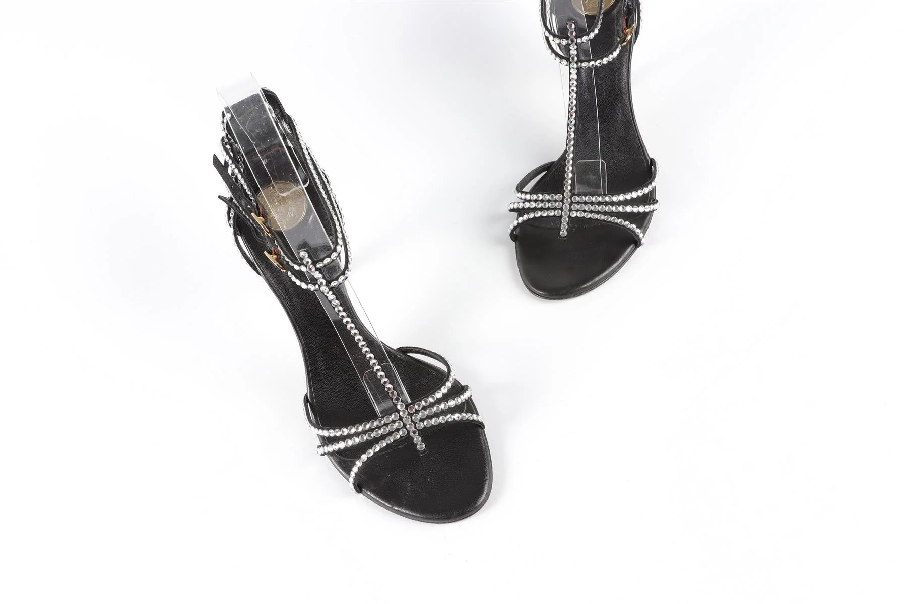 VERSACE BLACK CRYSTAL AND SUEDE SANDALS EU 38 UK 5 US 8 - Image 4