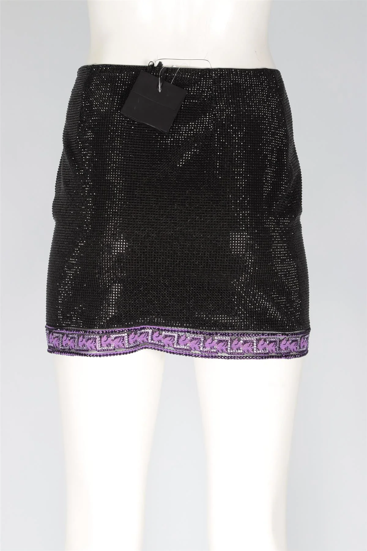 VERSACE BLACK CRYSTAL MINI SKIRT IT 36 UK 4 - Image 4