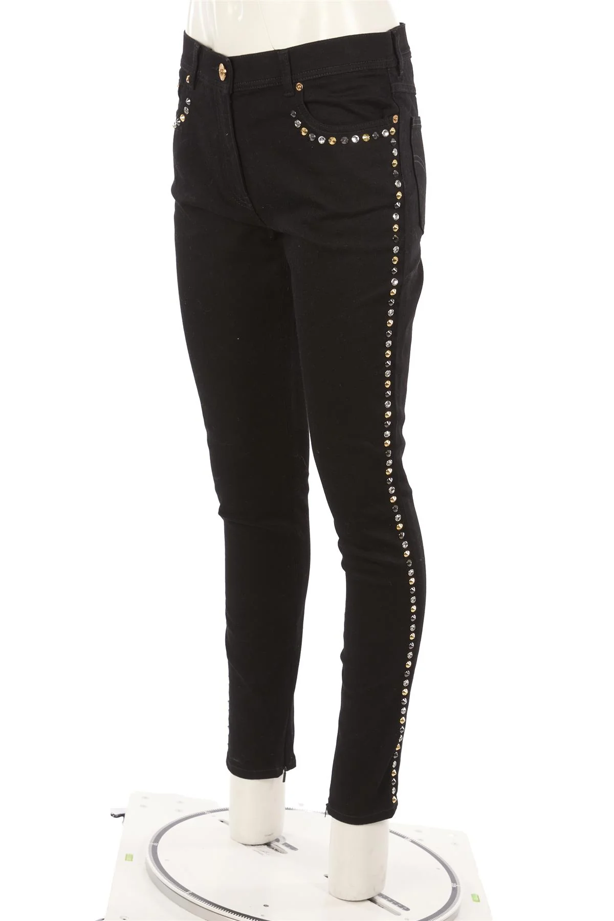 VERSACE BLACK HIGH RISE SKINNY JEANS W30 UK 12 - Image 3