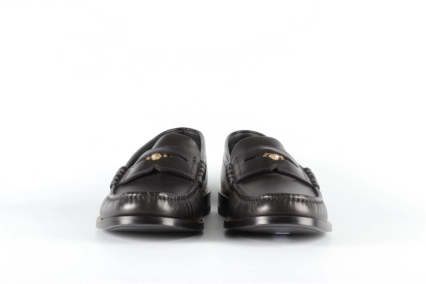 VERSACE BLACK MEN'S MEDUSA LEATHER LOAFERS EU 41 UK 7 US 8 - Image 3