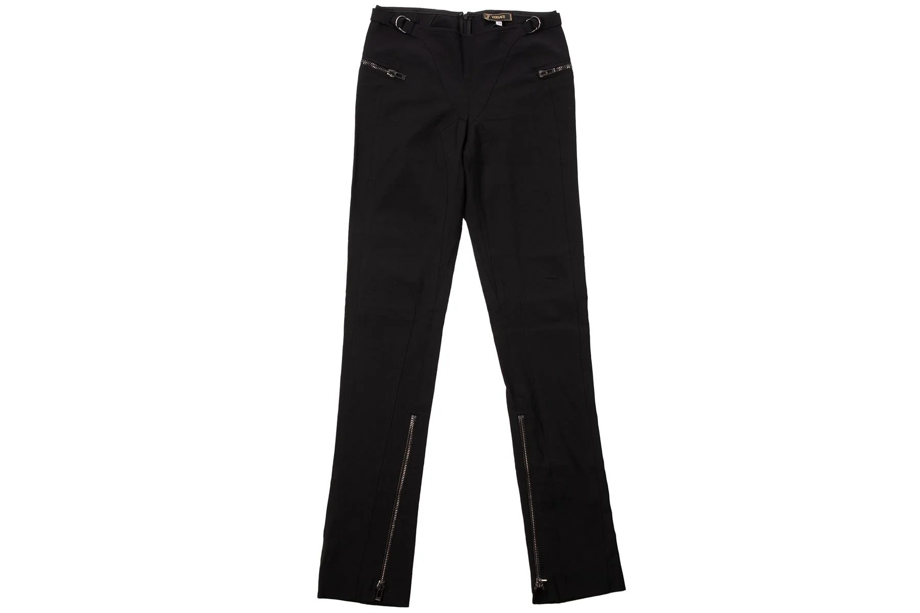 VERSACE BLACK VINTAGE COTTON STRAIGHT LEG PANTS IT 38 UK 6 - Image 2