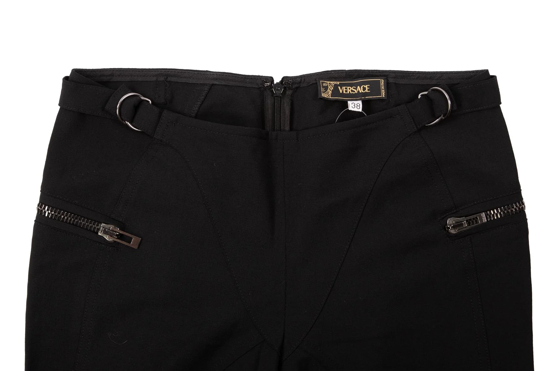 VERSACE BLACK VINTAGE COTTON STRAIGHT LEG PANTS IT 38 UK 6 - Image 3