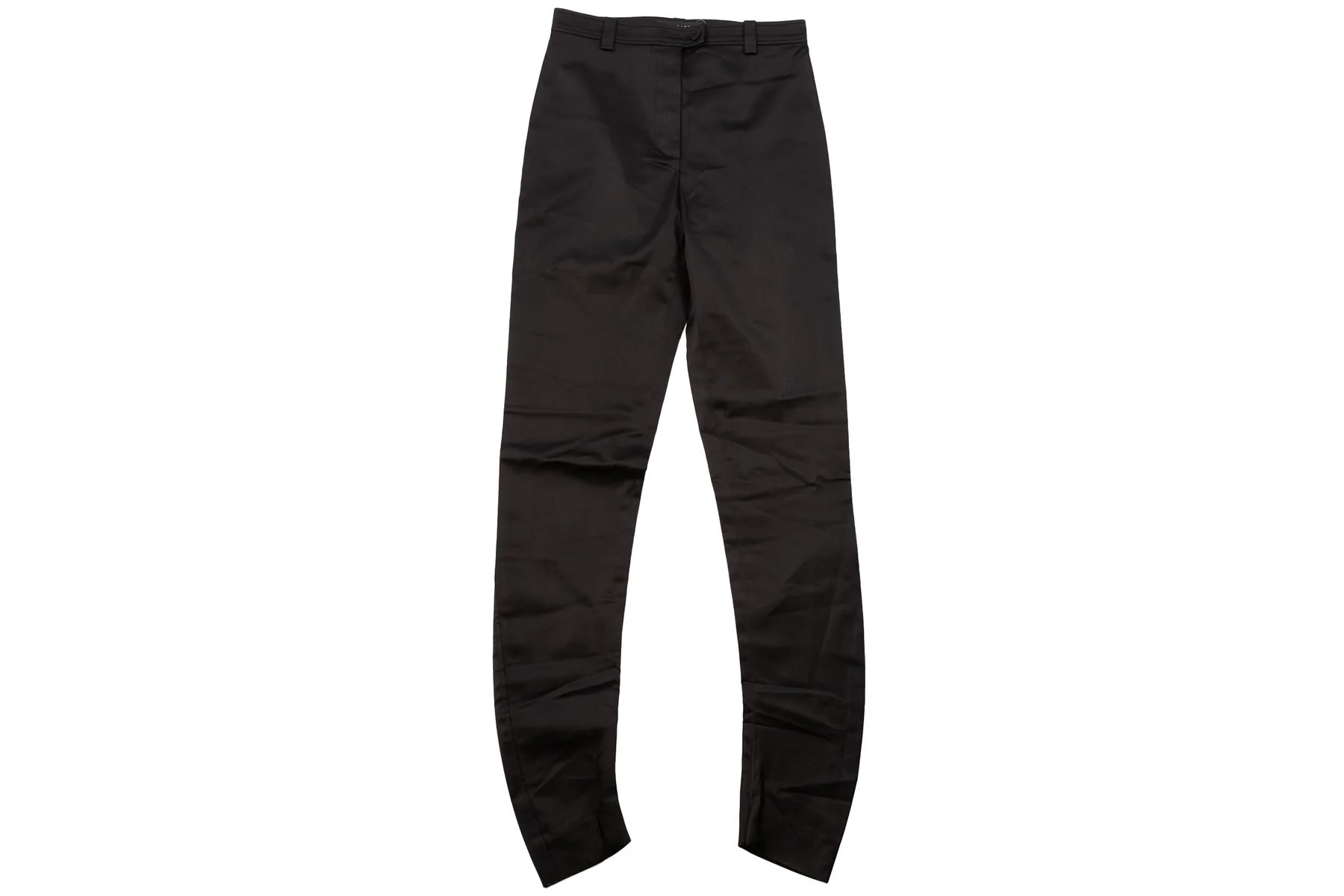 VERSACE BLACK VINTAGE SATIN SKINNY PANTS IT 38 UK 6 - Image 2