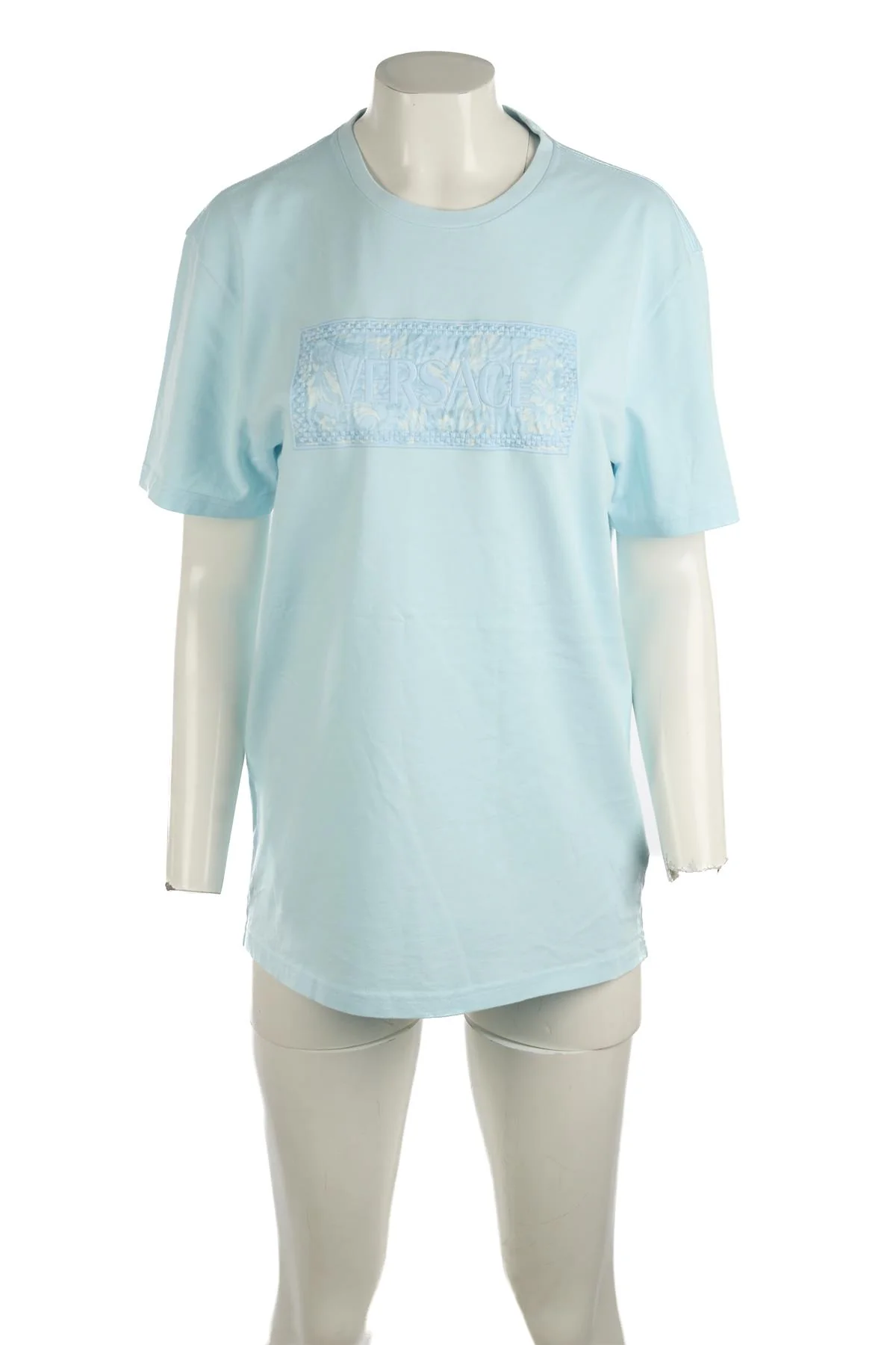 VERSACE BLUE COTTON T-SHIRT IT 40 UK 8 - Image 2