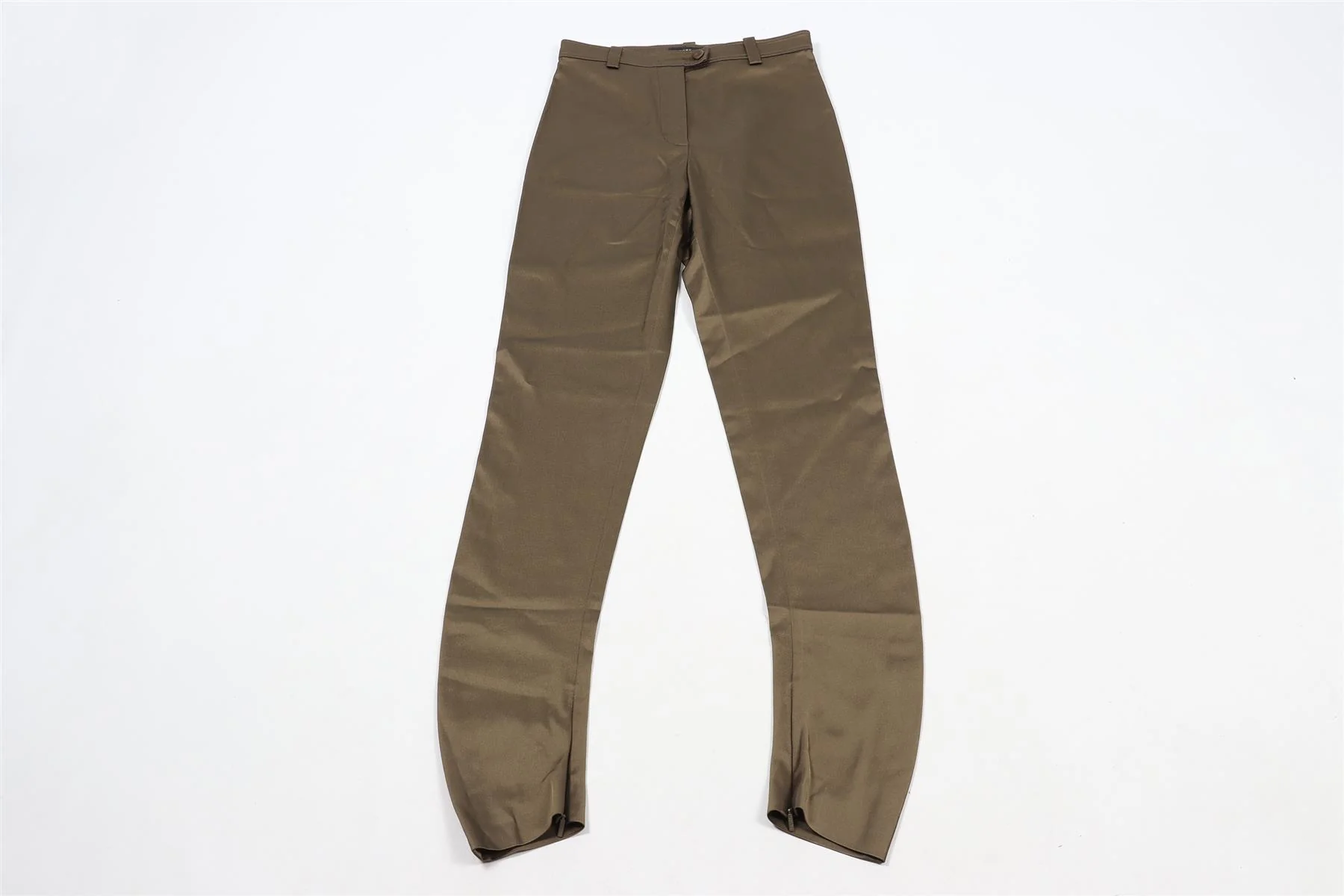 VERSACE GREEN VINTAGE SATIN SKINNY PANTS IT 38 UK 6 - Image 2