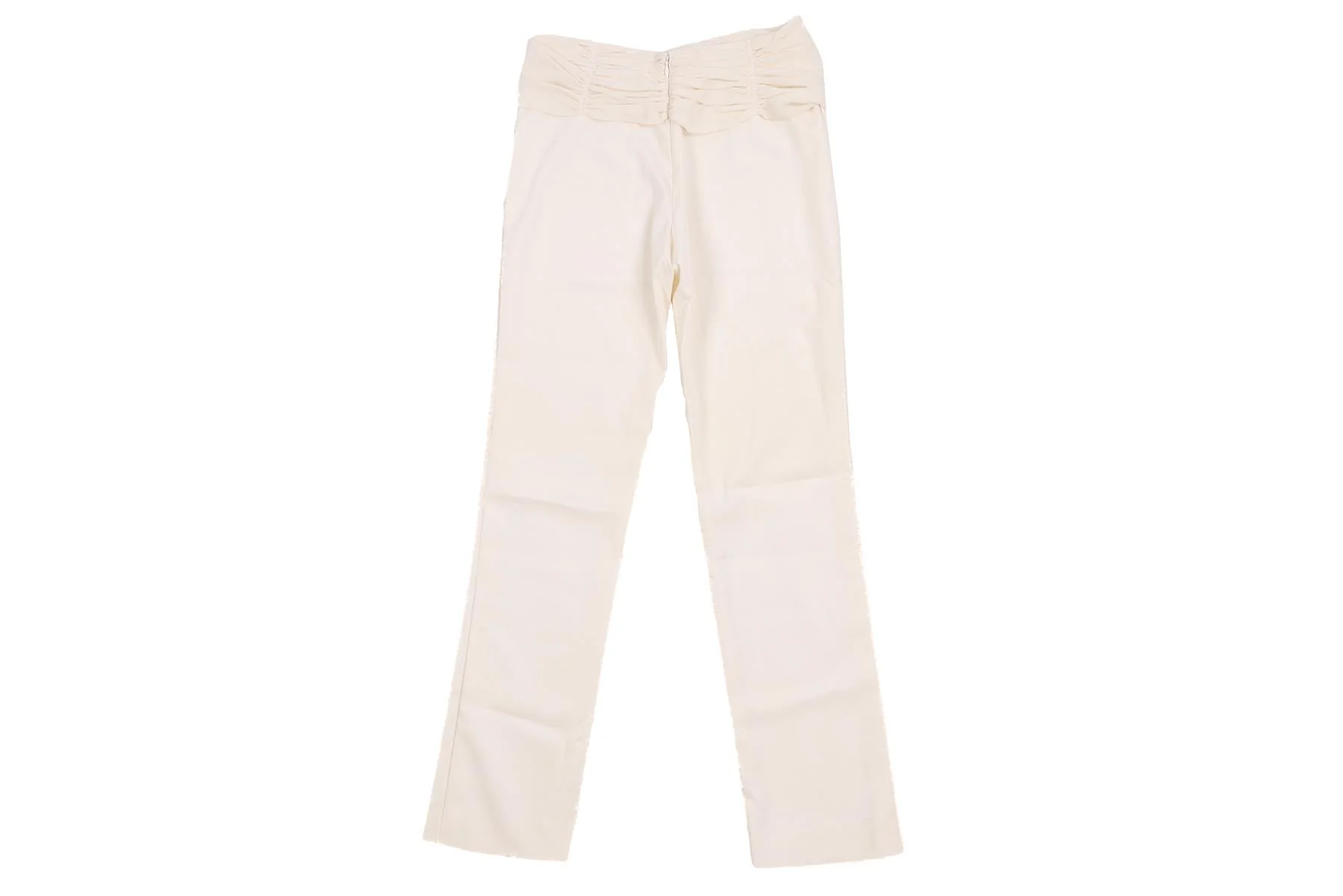 VERSACE IVORY VINTAGE SILK STRAIGHT LEG PANTS IT 38 UK 6 - Image 3