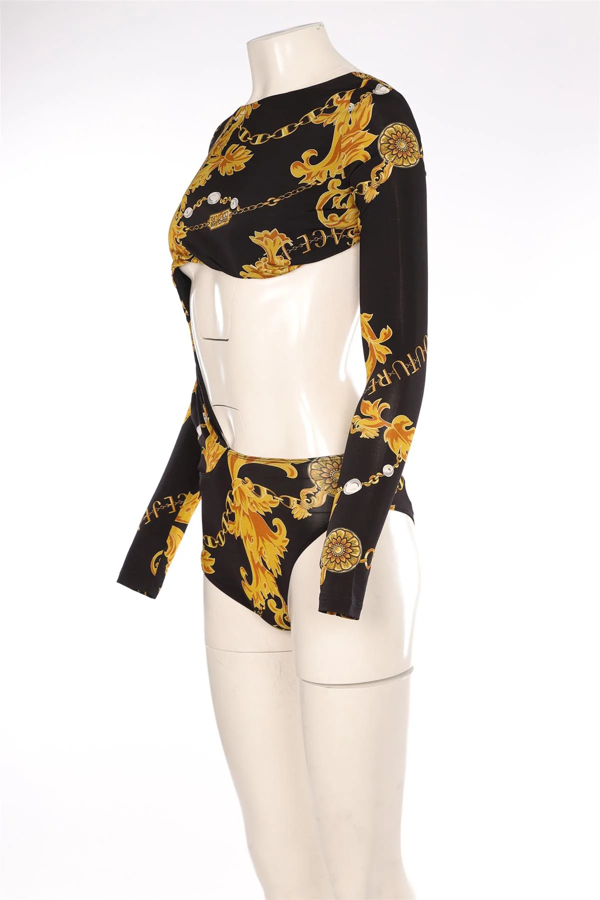VERSACE JEANS COUTURE BLACK JERSEY BODYSUIT IT 42 UK 10 - Image 3