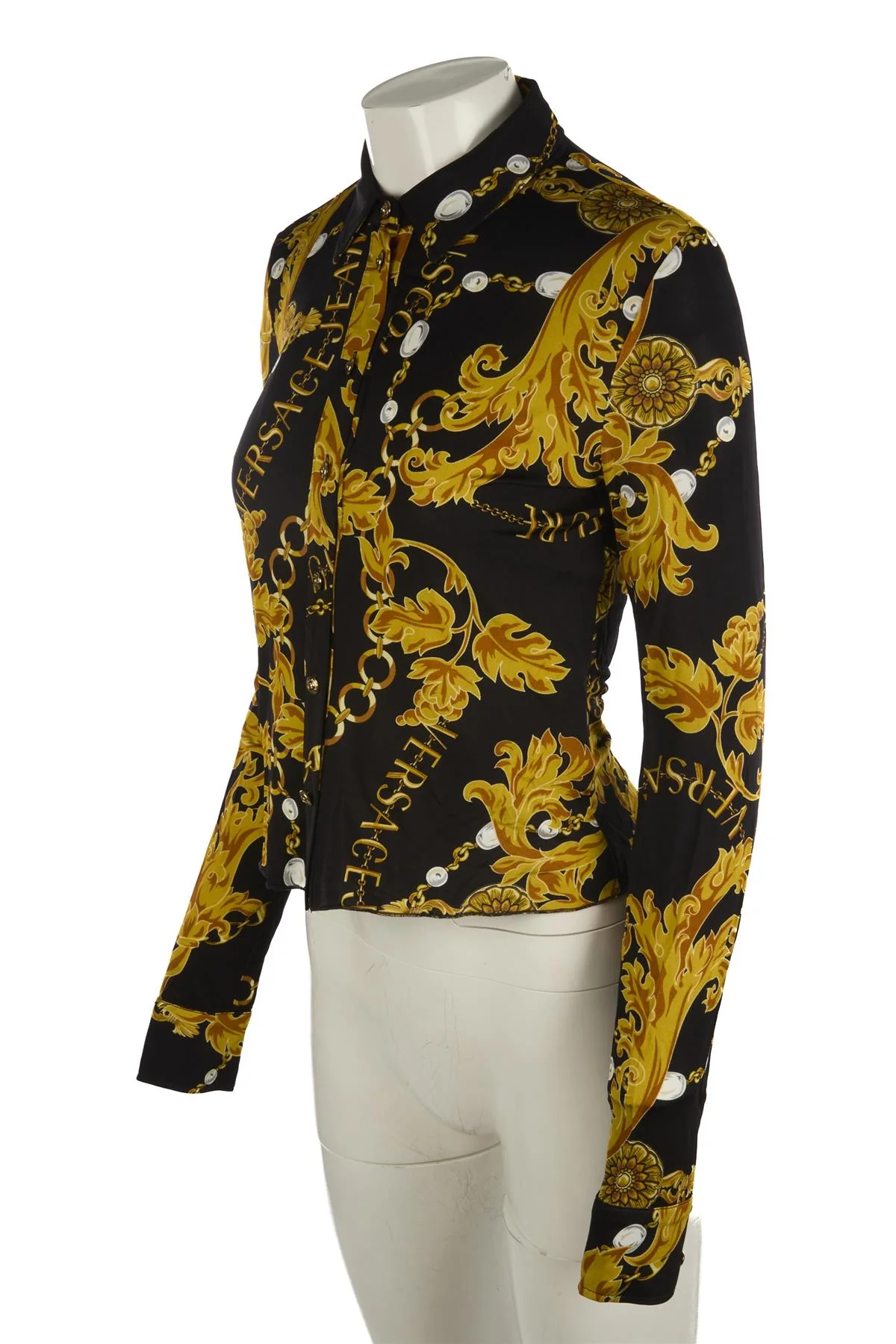 VERSACE JEANS COUTURE BLACK JERSEY SHIRT IT 42 UK 10 - Image 3