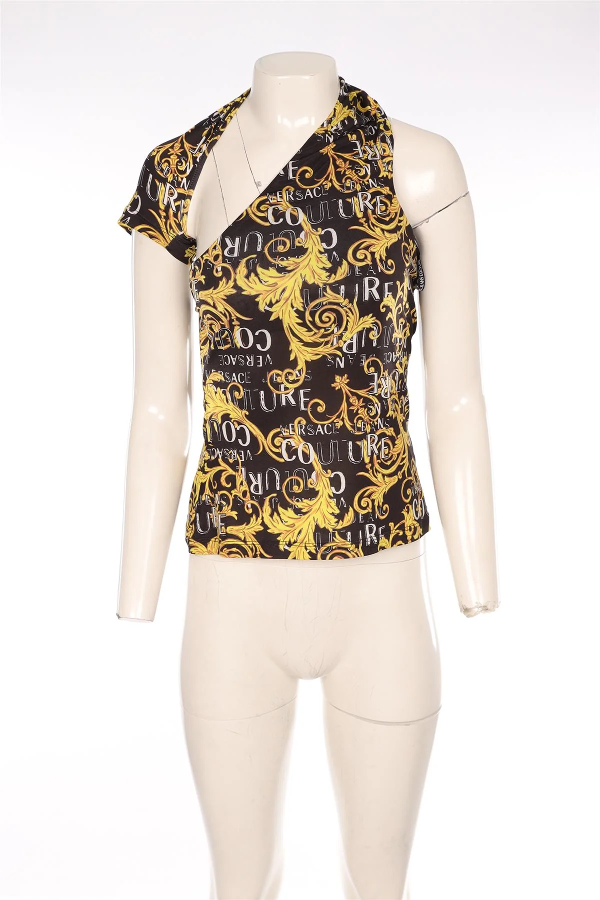 VERSACE JEANS COUTURE BLACK JERSEY TOP IT 42 UK 10 - Image 2