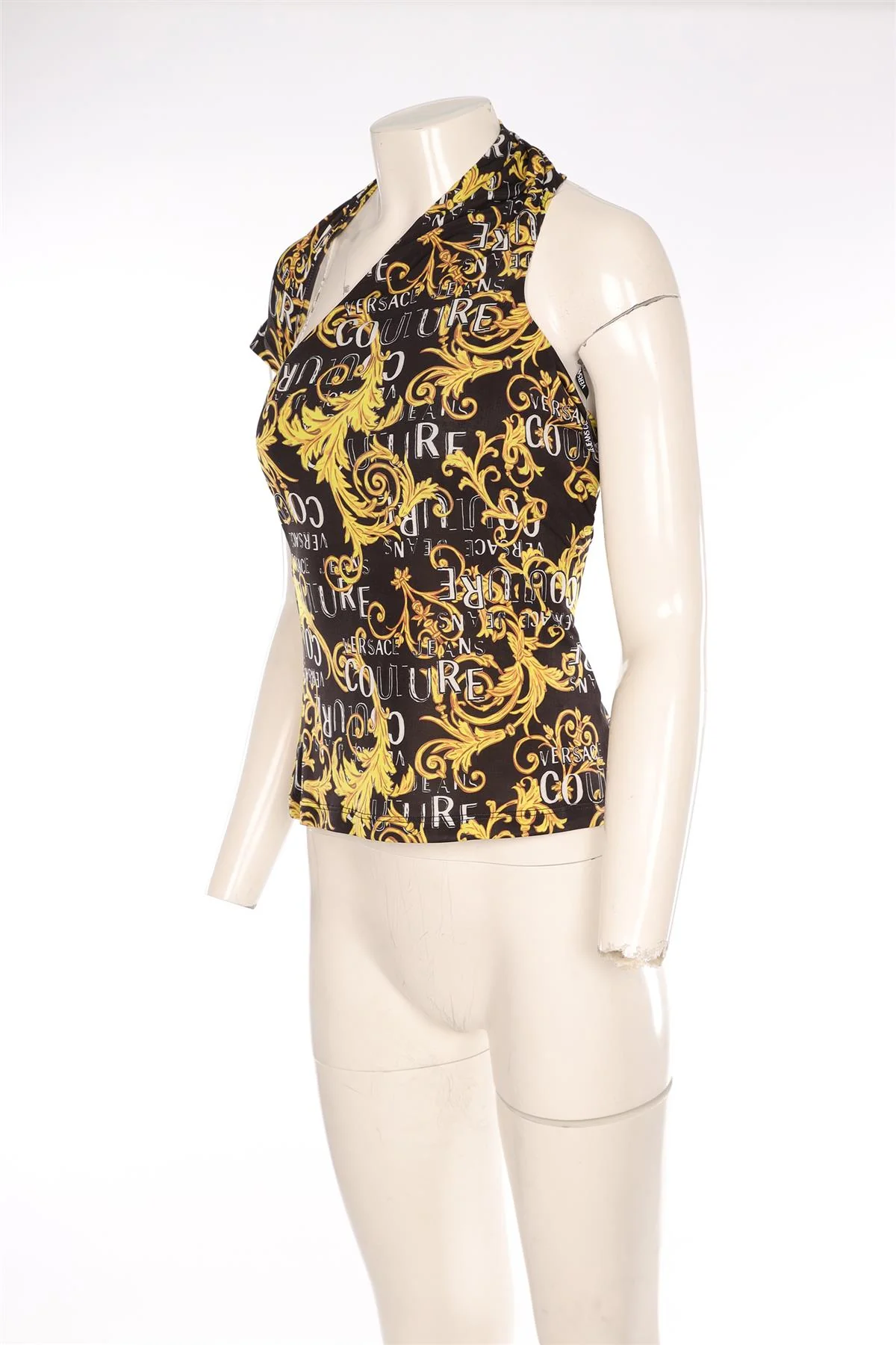 VERSACE JEANS COUTURE BLACK JERSEY TOP IT 42 UK 10 - Image 3