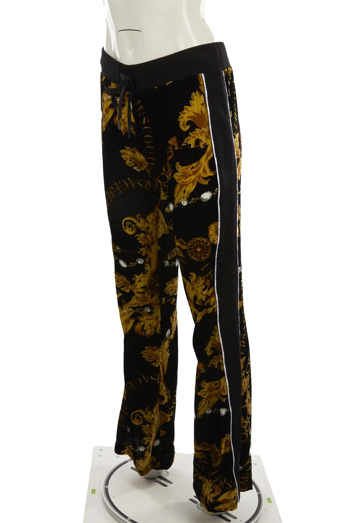 VERSACE JEANS COUTURE BLACK VELVET STRAIGHT LEG PANTS MEDIUM - Image 3