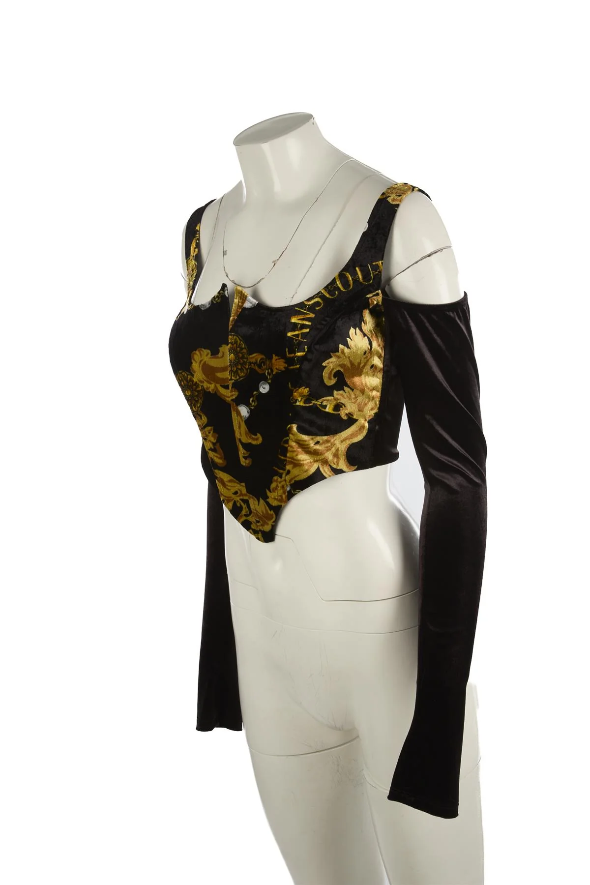 VERSACE JEANS COUTURE BLACK VELVET TOP IT 42 UK 10 - Image 3