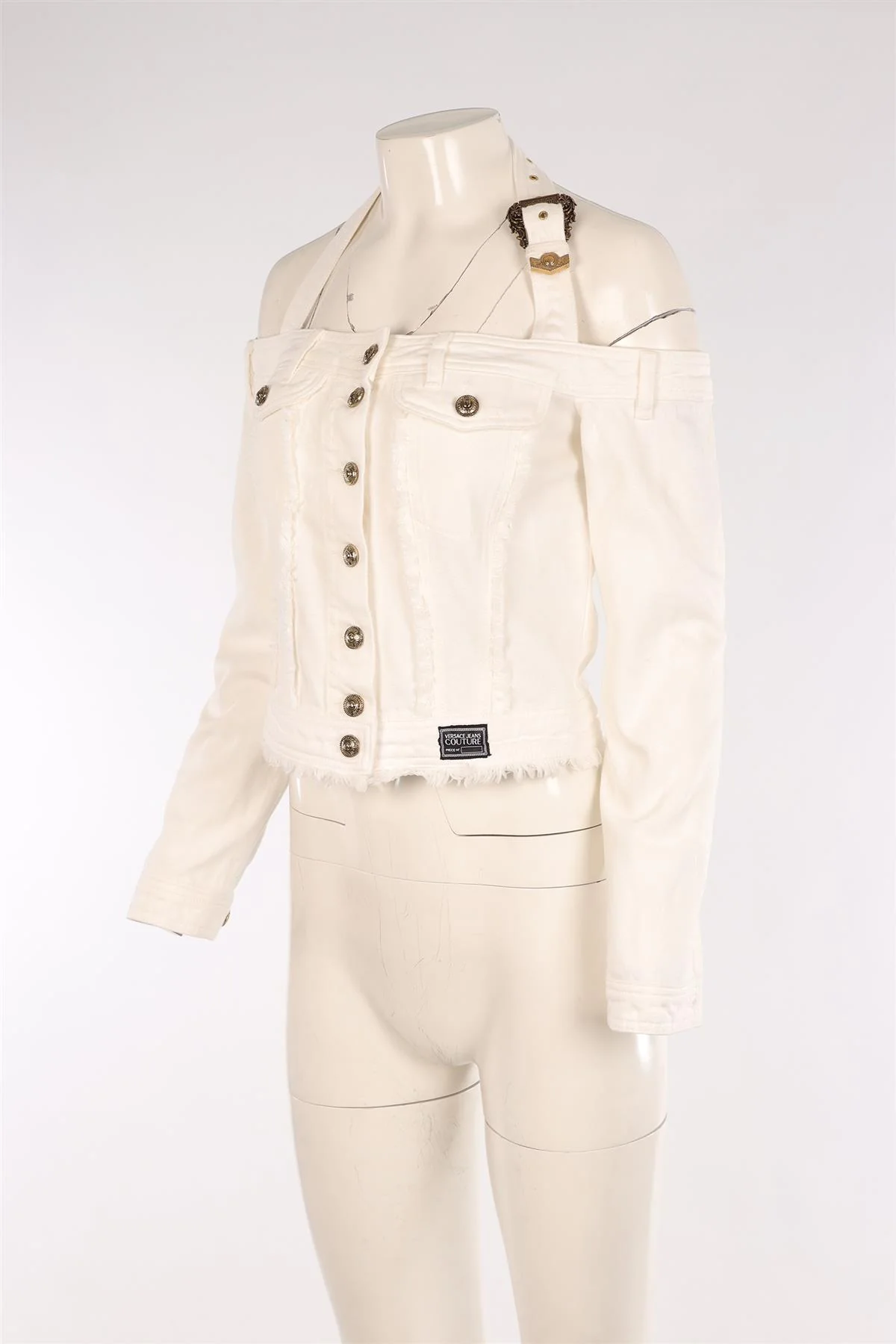 VERSACE JEANS COUTURE WHITE DENIM JACKET IT 42 UK 10 - Image 3