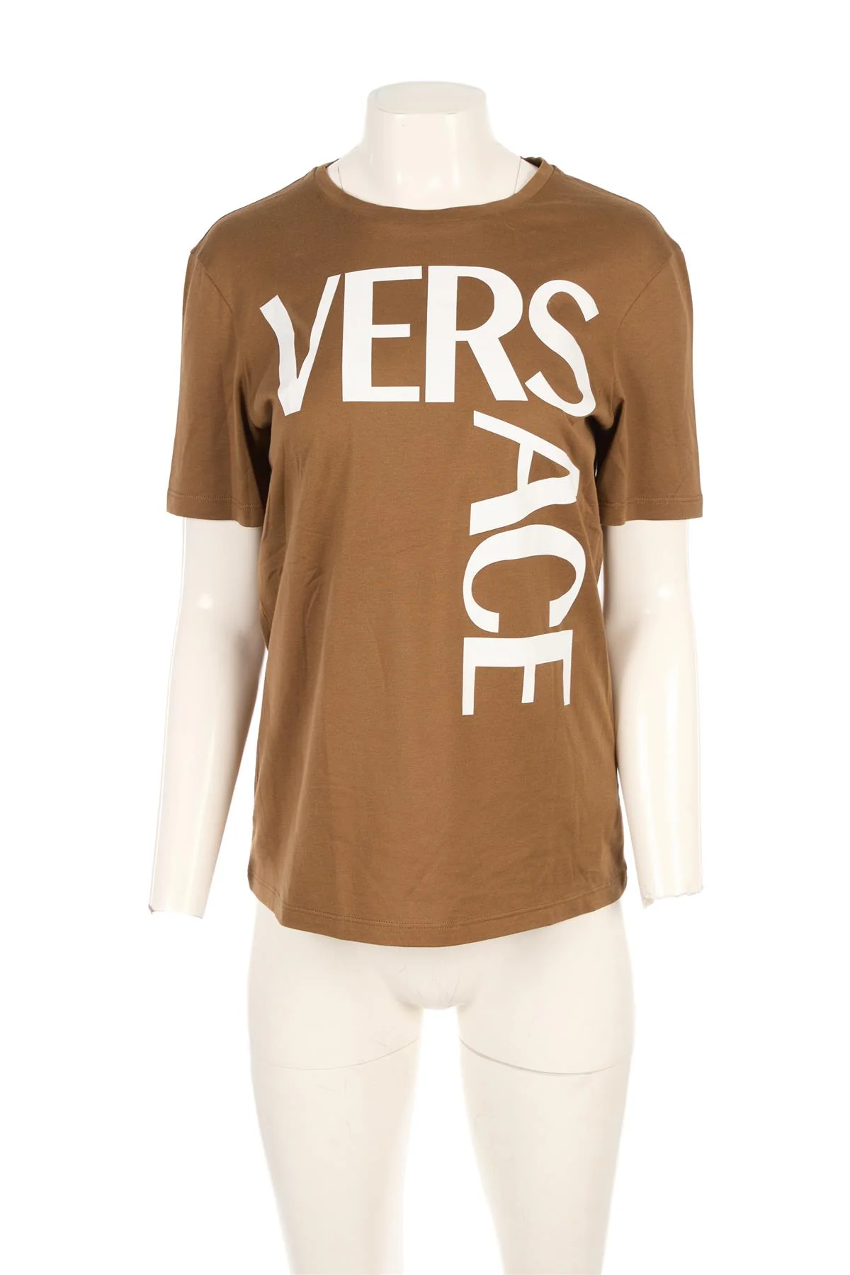 VERSACE KHAKI COTTON T-SHIRT IT 40 UK 8 - Image 2