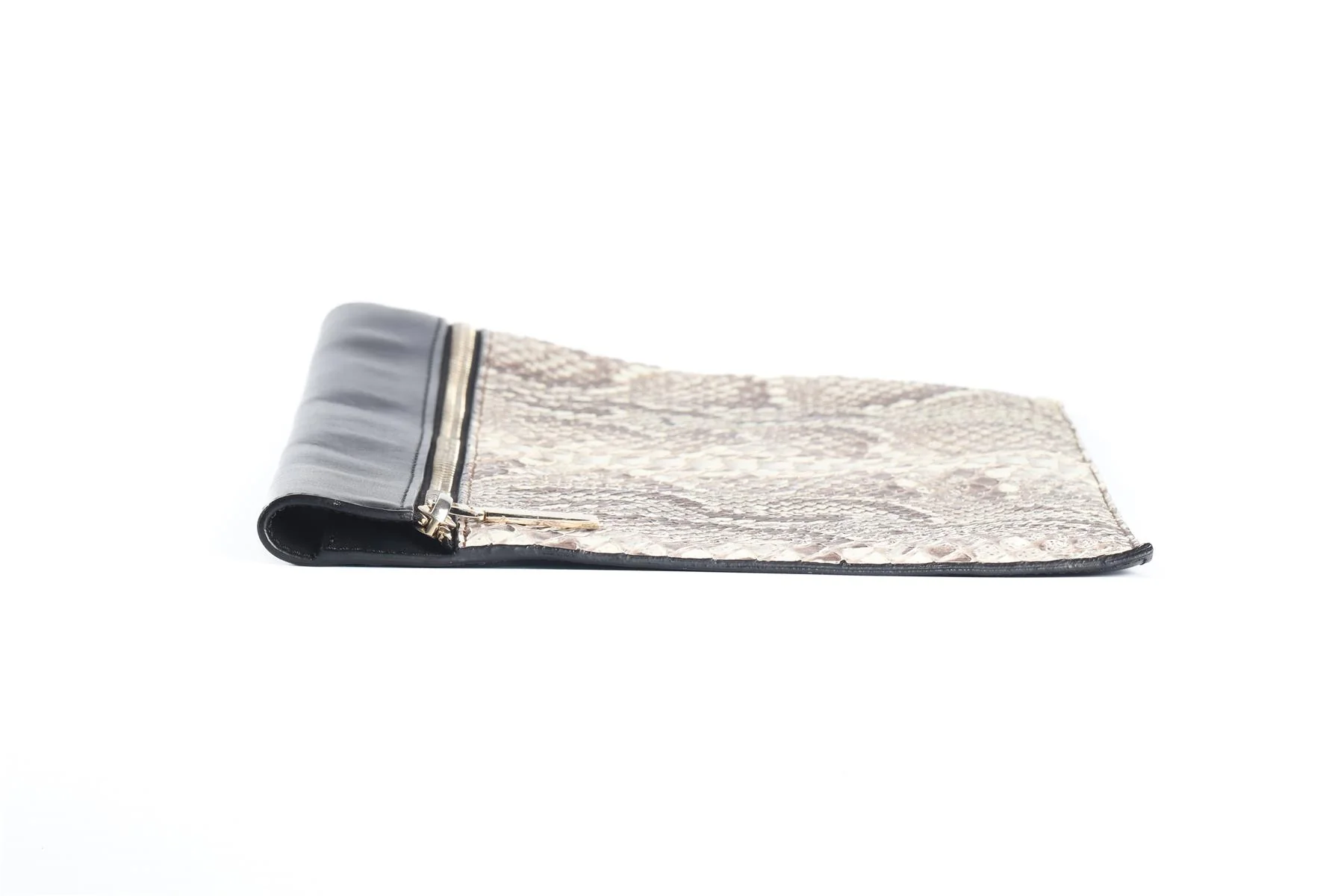 VICTORIA BECKHAM BLACK PYTHON AND LEATHER CLUTCH - Image 4