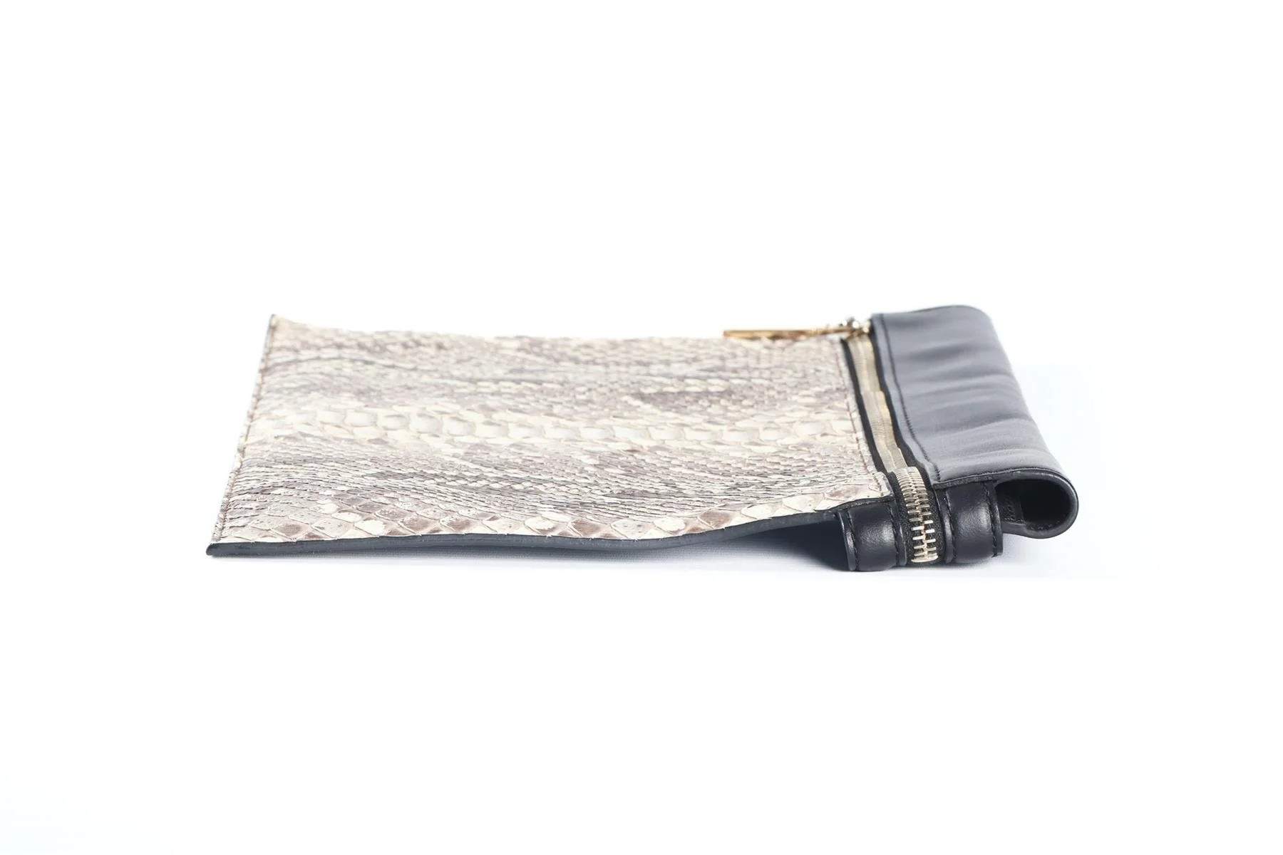 VICTORIA BECKHAM BLACK PYTHON AND LEATHER CLUTCH - Image 5