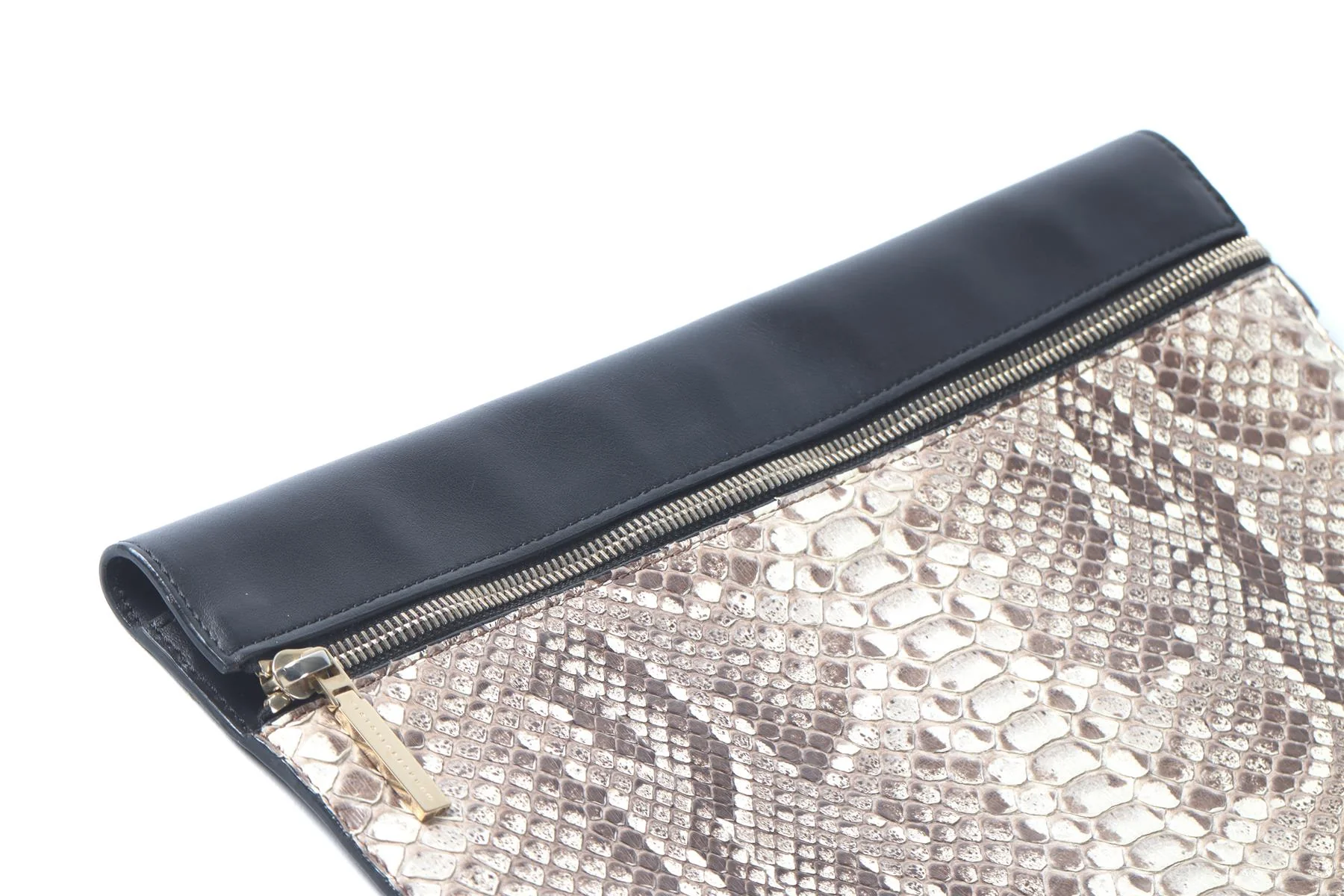 VICTORIA BECKHAM BLACK PYTHON AND LEATHER CLUTCH - Image 8