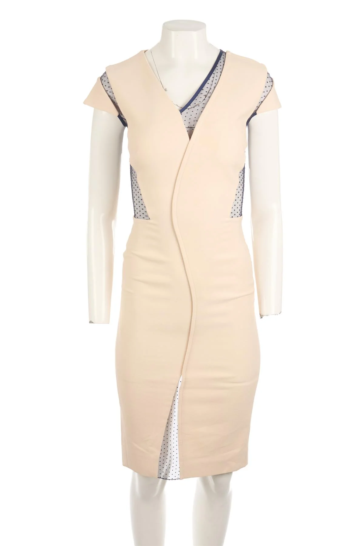 VICTORIA BECKHAM CREAM WOOL MIDI DRESS UK 8 - Image 2