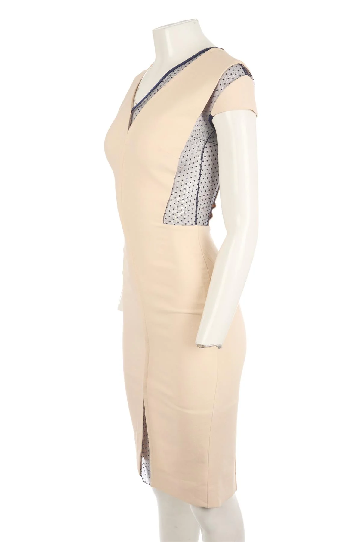 VICTORIA BECKHAM CREAM WOOL MIDI DRESS UK 8 - Image 3
