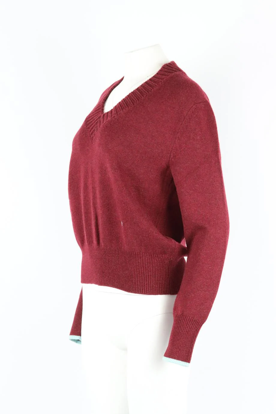 VICTORIA BECKHAM LOGO EMBROIDERED CASHMERE BLEND SWEATER SMALL - Image 3