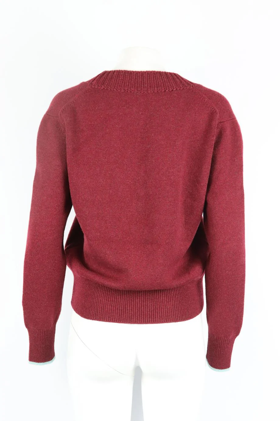 VICTORIA BECKHAM LOGO EMBROIDERED CASHMERE BLEND SWEATER SMALL - Image 4