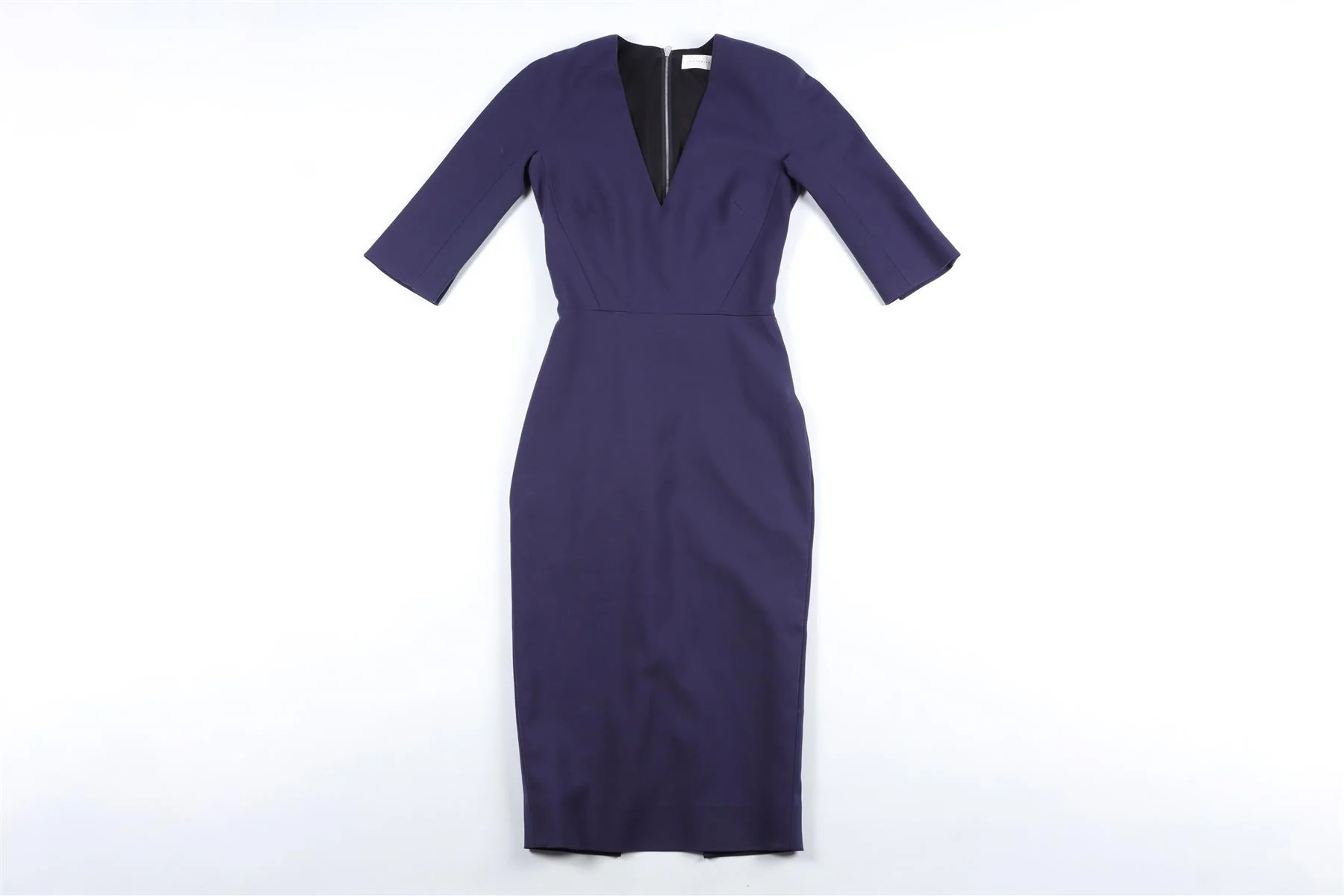 VICTORIA BECKHAM NAVY COTTON MIDI DRESS UK 6 - Image 2