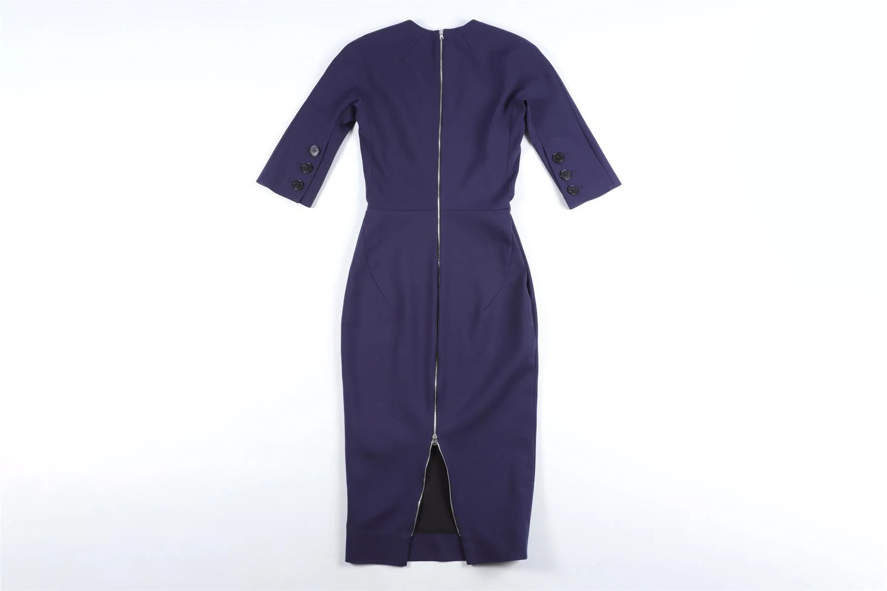 VICTORIA BECKHAM NAVY COTTON MIDI DRESS UK 6 - Image 4