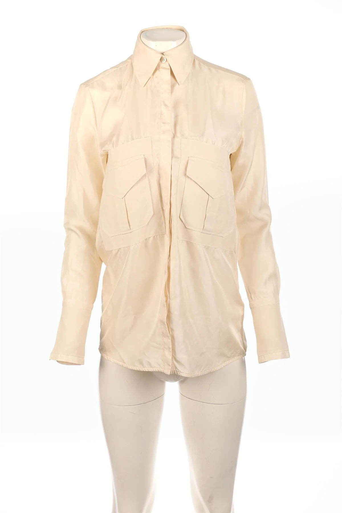VICTORIA VICTORIA BECKHAM CREAM SILK SHIRT UK 6 - Image 2