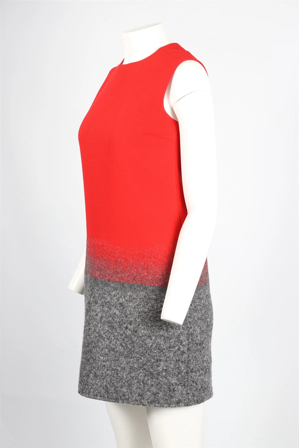 VICTORIA VICTORIA BECKHAM RED AND GREY WOOL MIDI DRESS UK 8 - Image 3