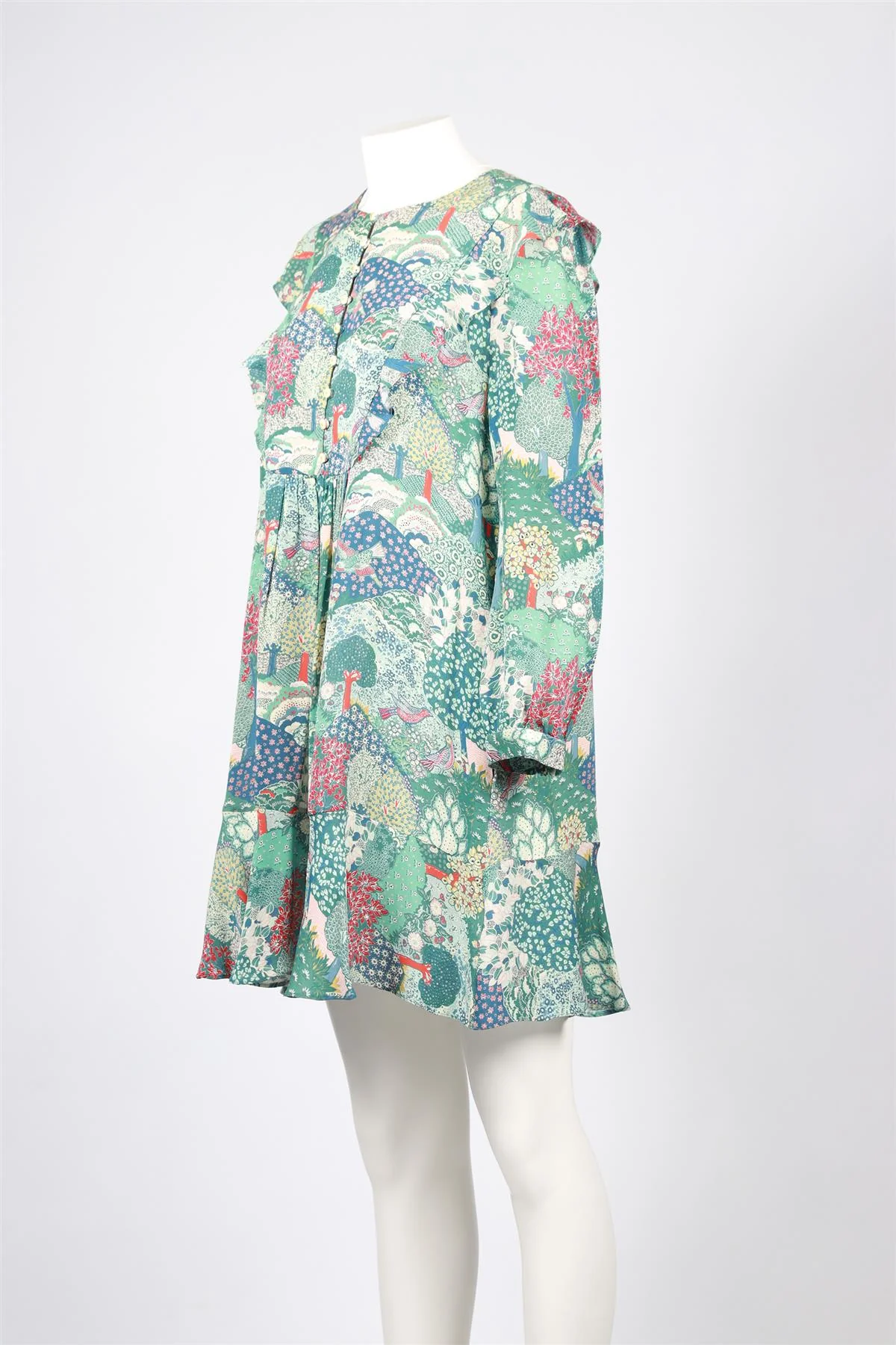 VILSHENKO GREEN SILK MINI DRESS UK 16 - Image 3