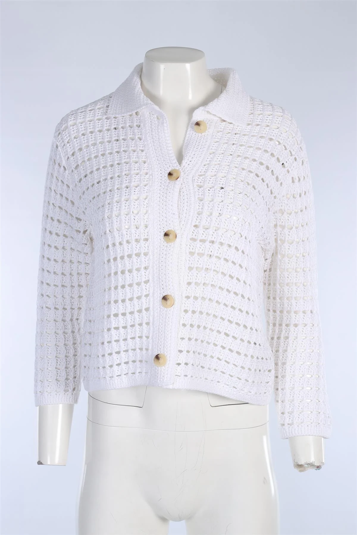 VINCE WHITE COTTON CARDIGAN UK 10 - Image 2