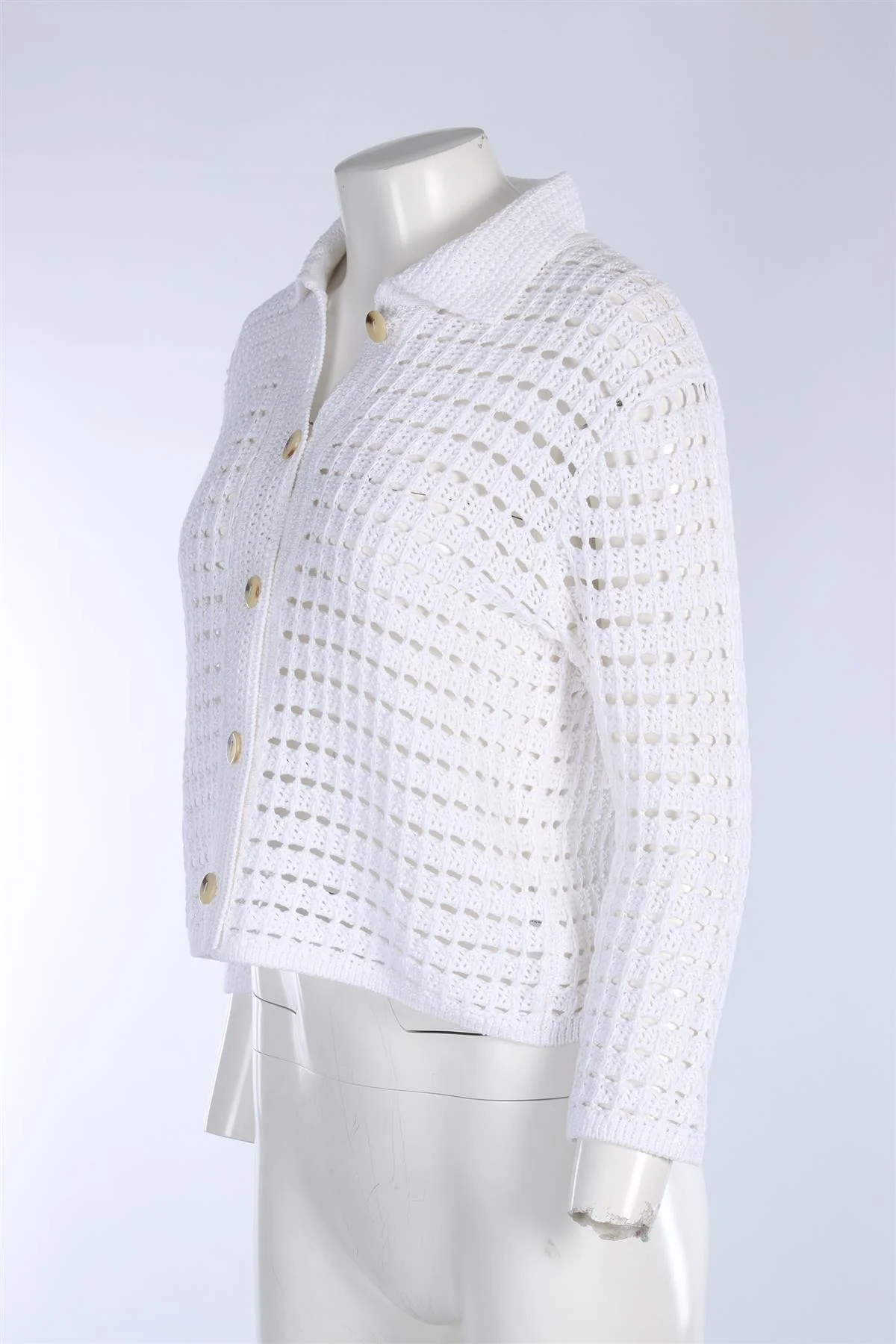 VINCE WHITE COTTON CARDIGAN UK 10 - Image 3