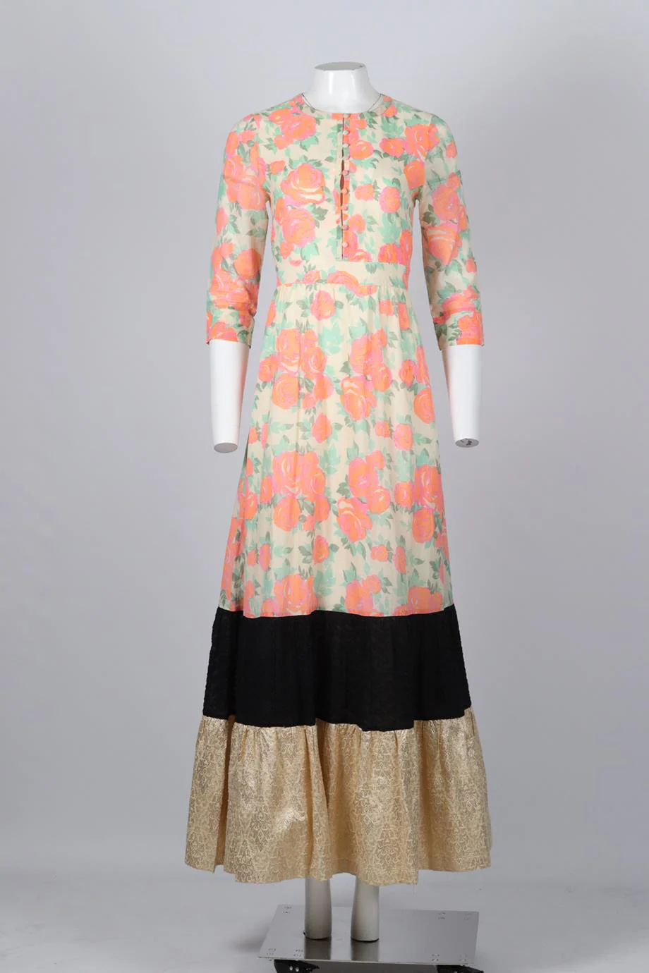 VINEET BAHL COTTON AND SILK BLEND MAXI DRESS SMALL - Image 2