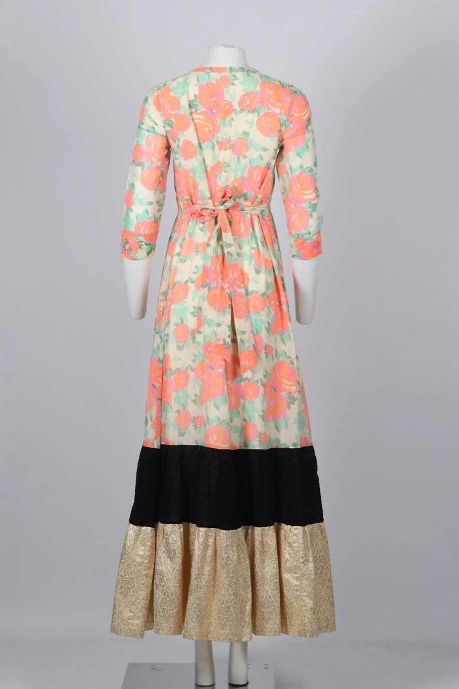 VINEET BAHL COTTON AND SILK BLEND MAXI DRESS SMALL - Image 4