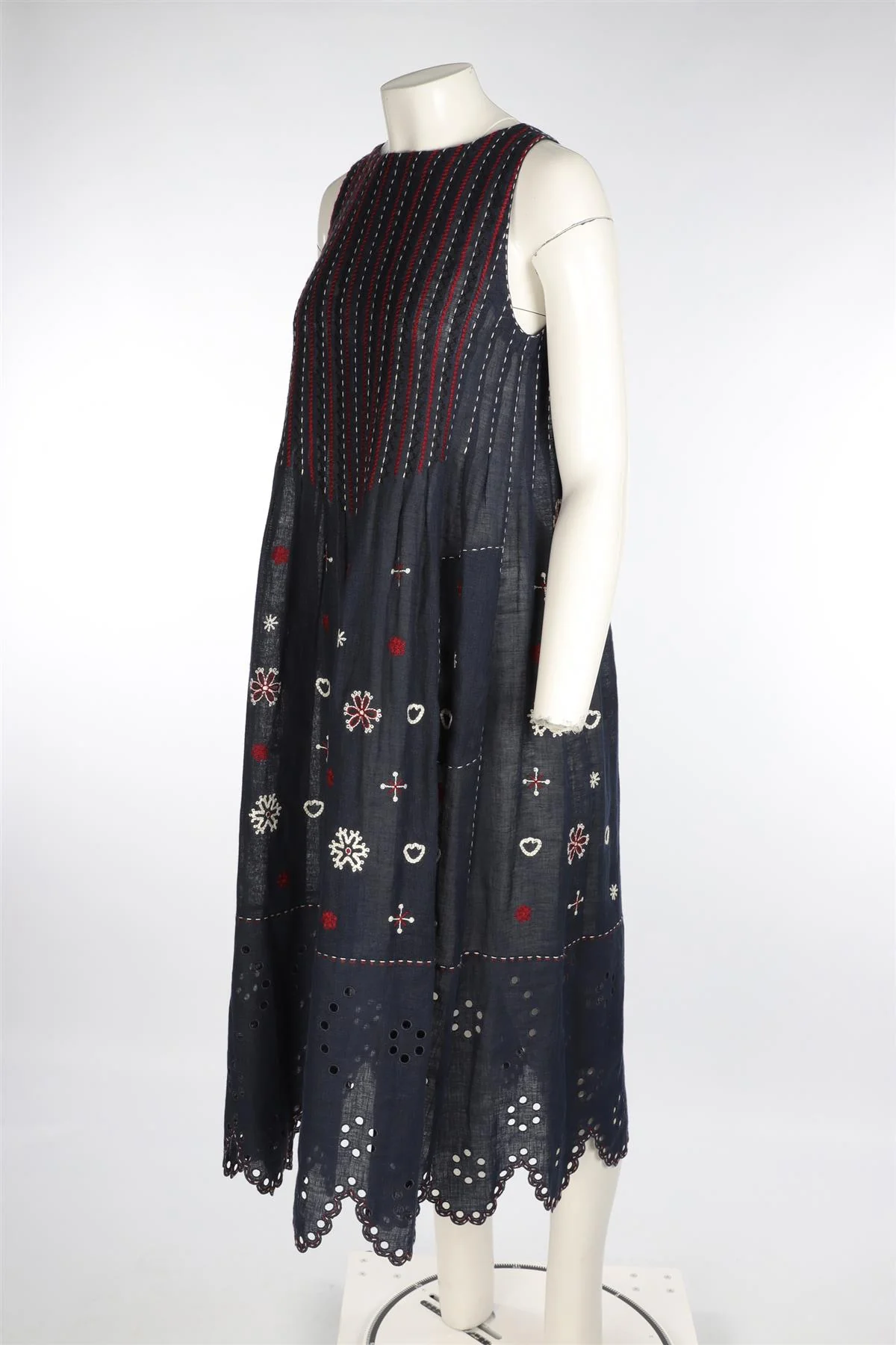 VITA KIN NAVY LINEN MAXI DRESS XSMALL - Image 3