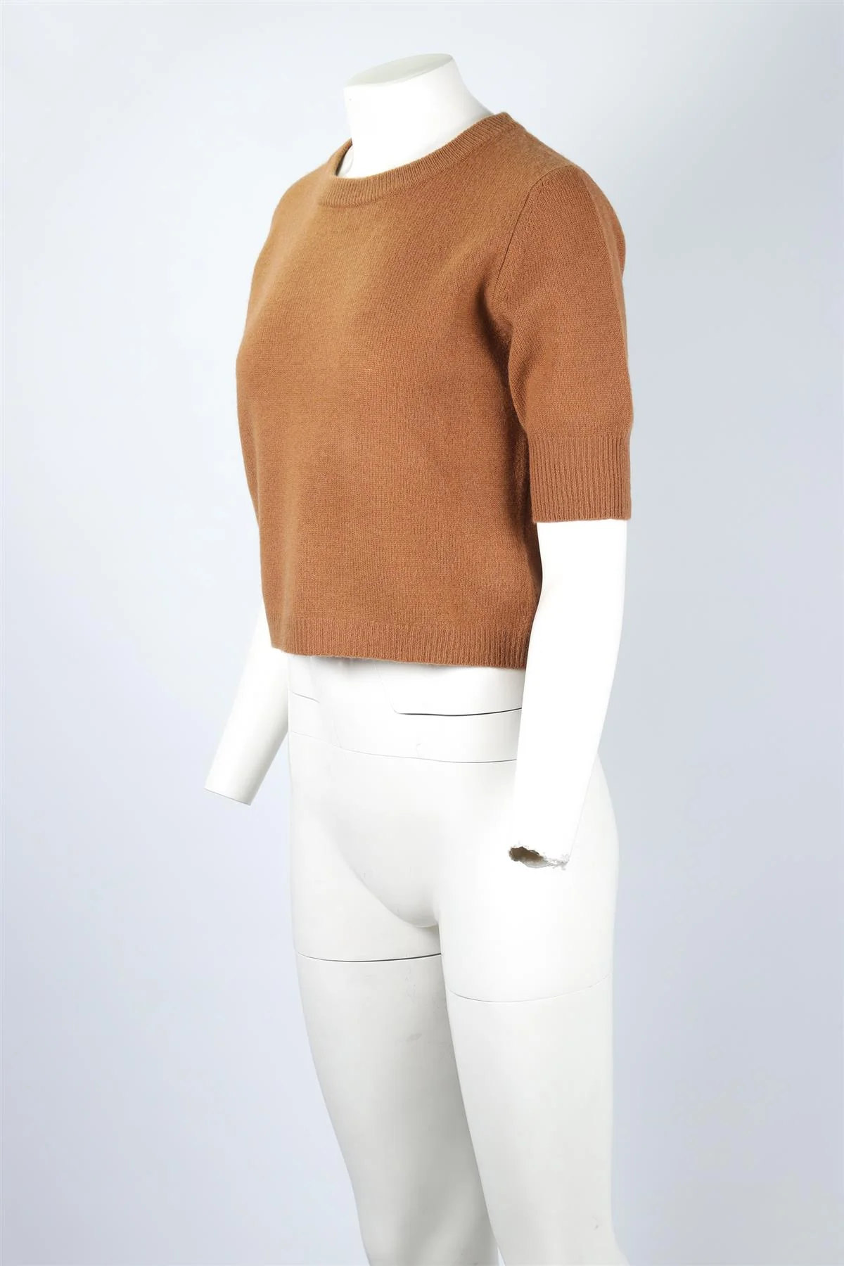 W. CASHMERE BROWN CASHMERE SWEATER MEDIUM - Image 3