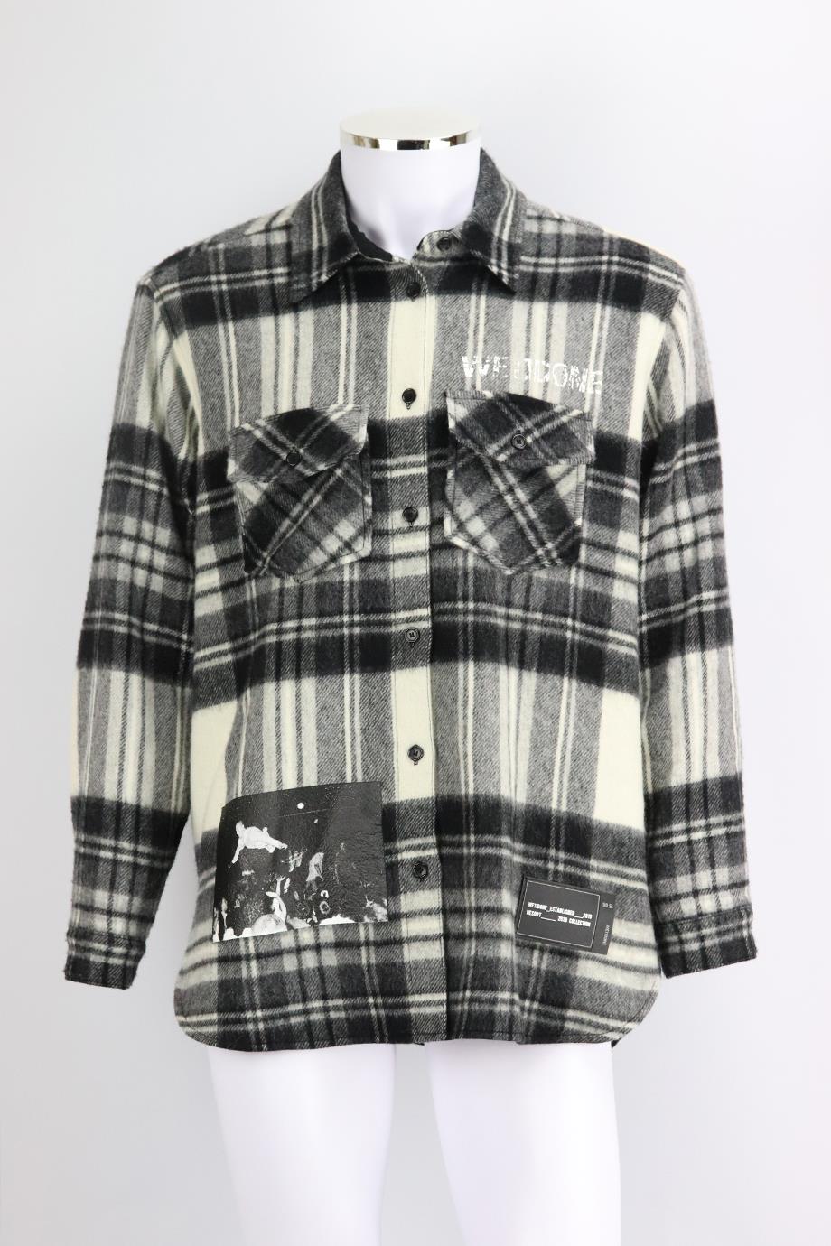 WE11DONE MEN'S PRINTED CHECKED WOOL BLEND JACKET MEDIUM - Image 2