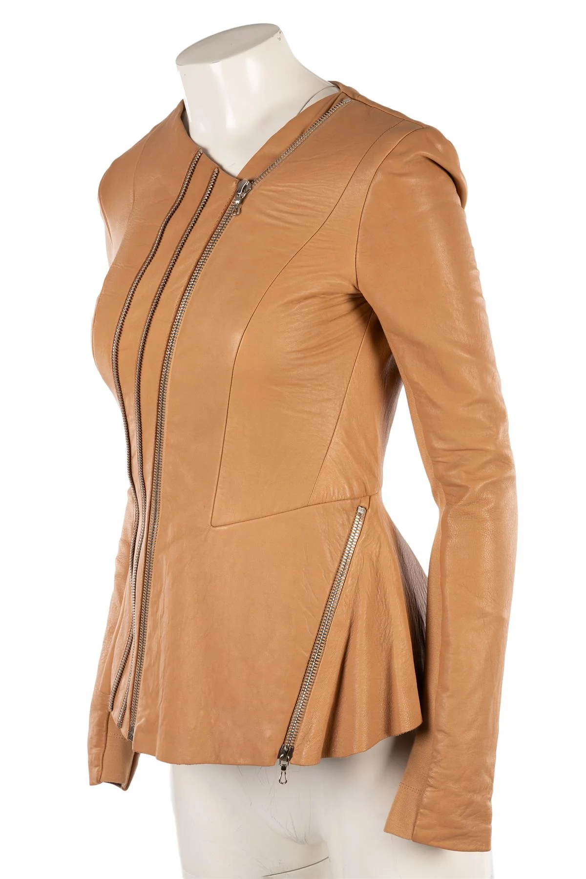 WILLOW TAN LEATHER JACKET UK 8 - Image 3