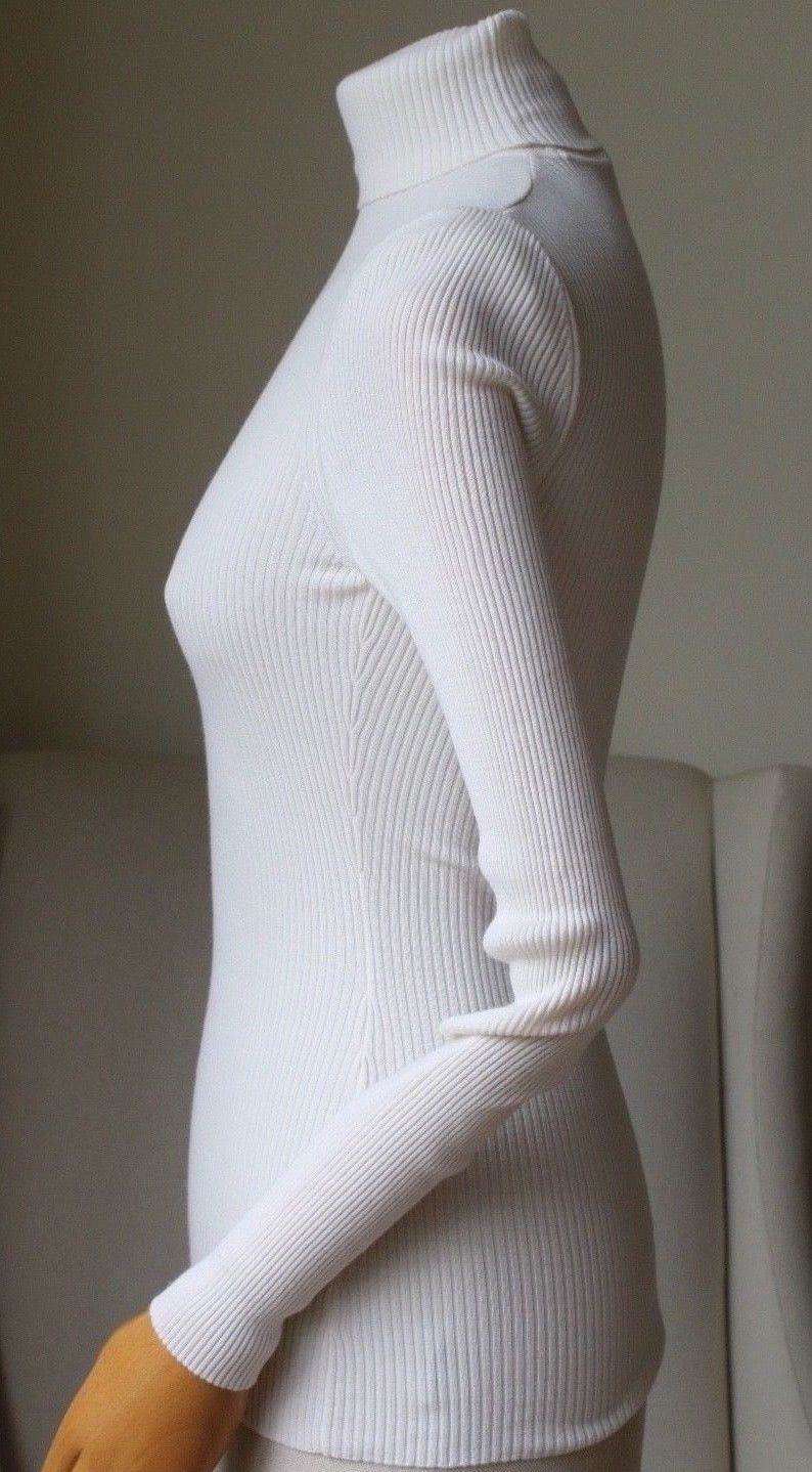 WOLFORD VIGIN WOOL RIB KNIT TURTLENECK TOP SMALL - Image 3