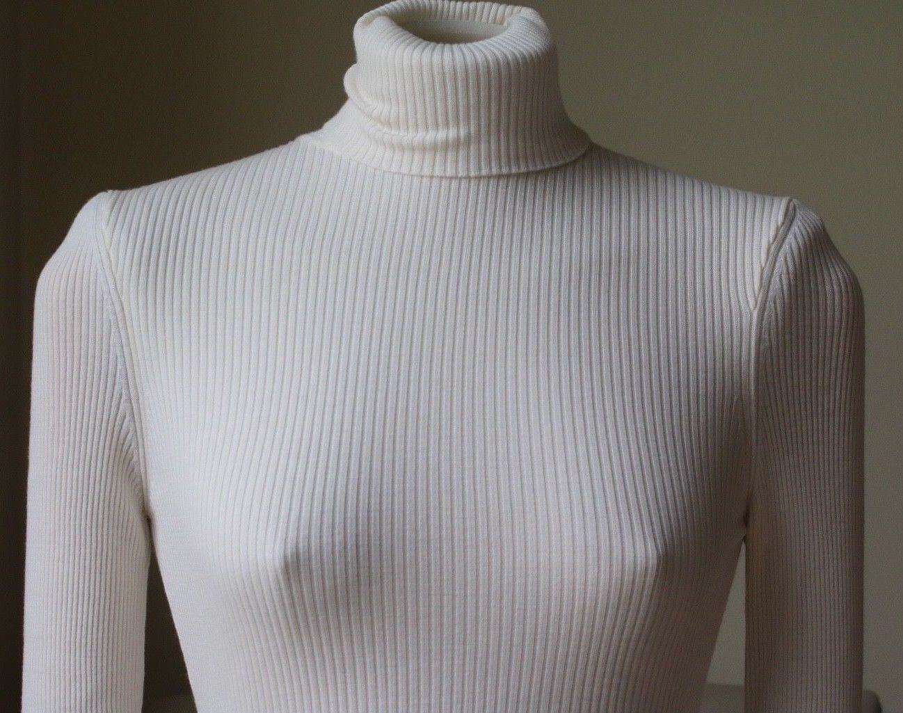 WOLFORD VIGIN WOOL RIB KNIT TURTLENECK TOP SMALL - Image 4