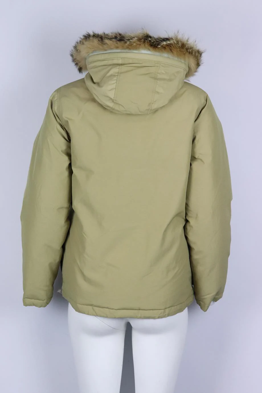 WOOLRICH HOODED REVERSIBLE FUR TRIMMED QUILTED SHELL DOWN JACKET SMALL - Image 4